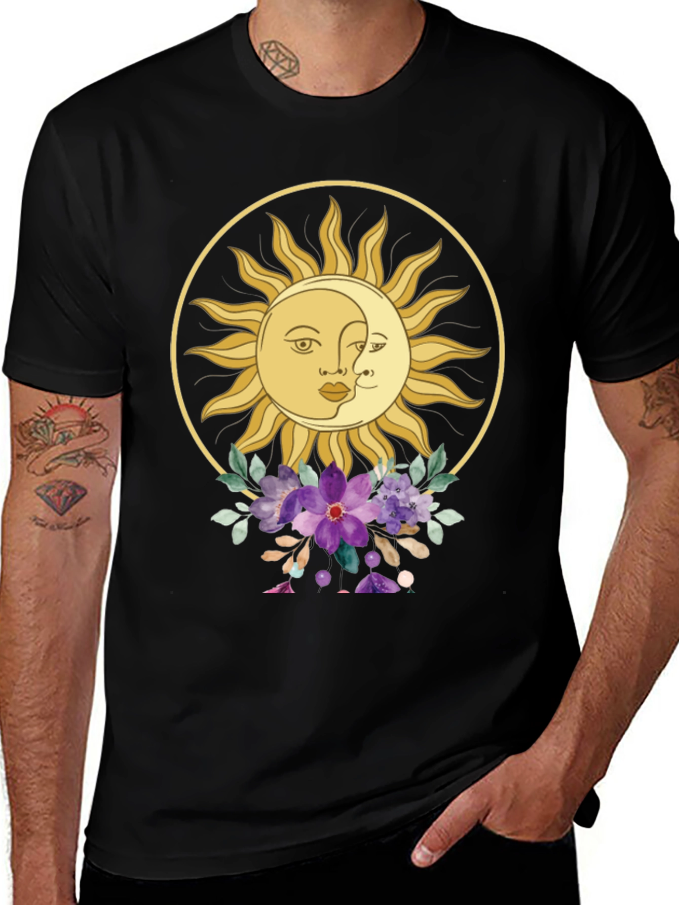 Variant 19 of Celestial Sun & Moon Floral Graphic Tee