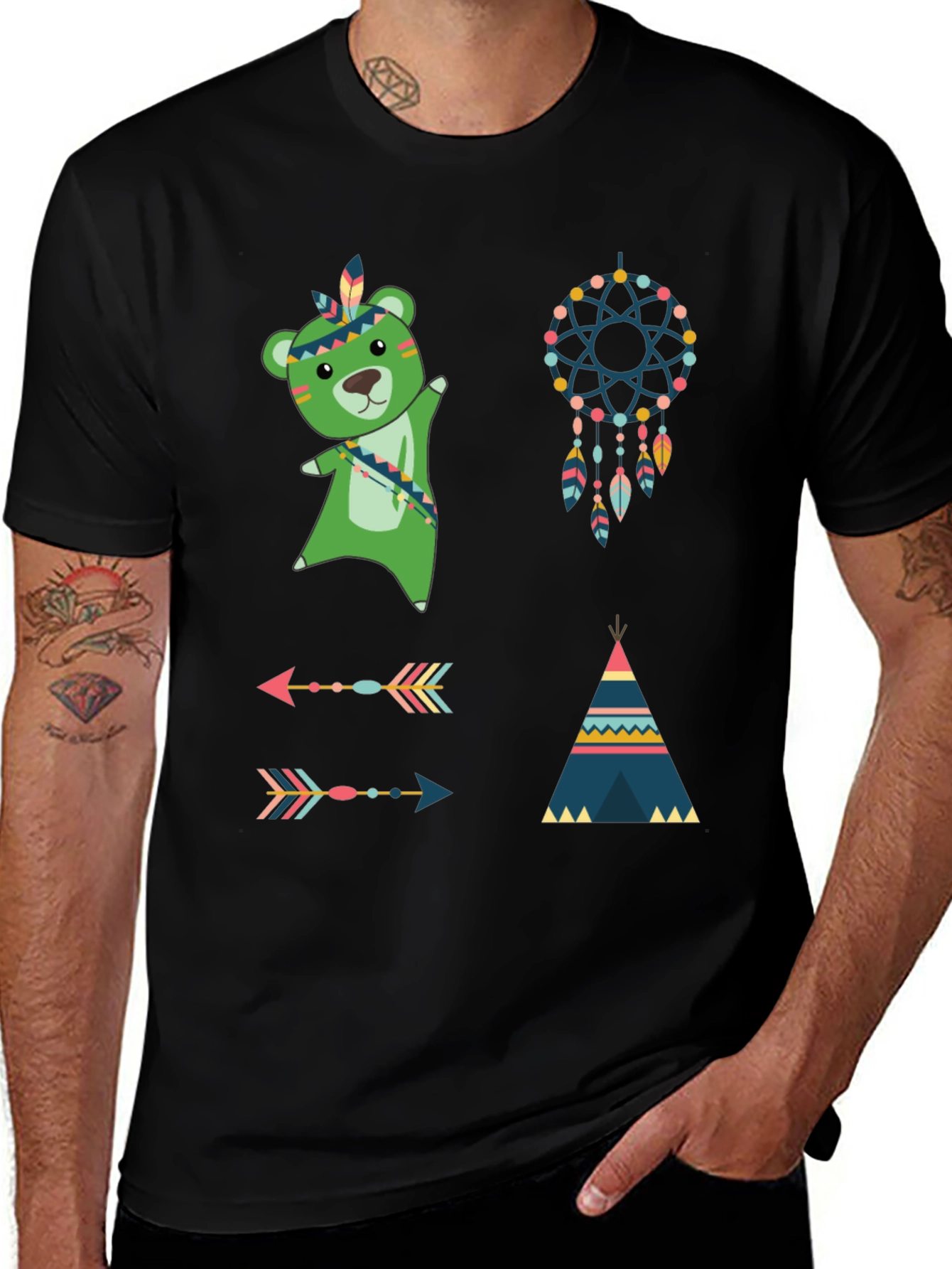 Variant 6 of Trendy Graphic Tee: Boho Bear Design