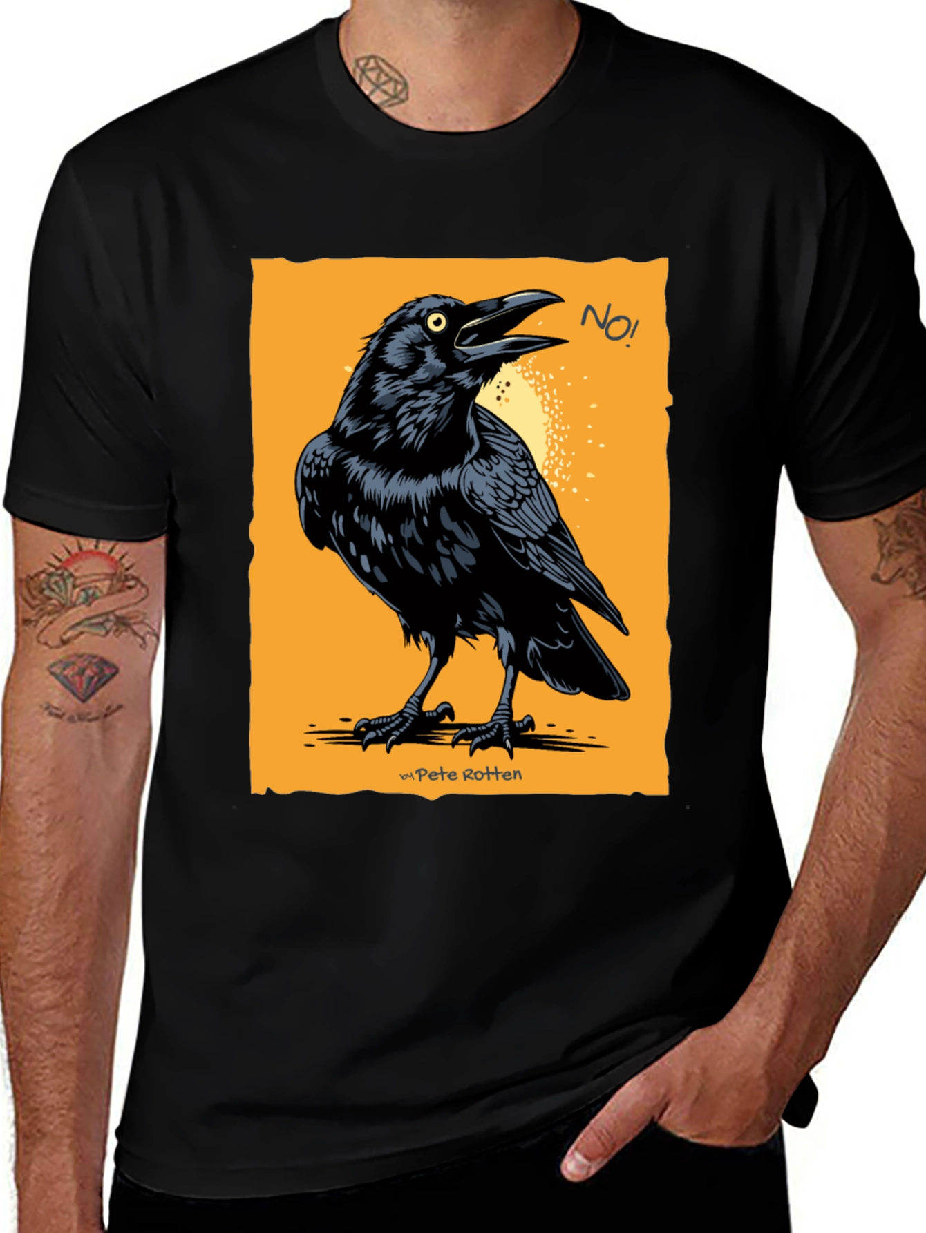 Variant 16 of Raven Graphic T-Shirt - 'NO!' Crow Tee