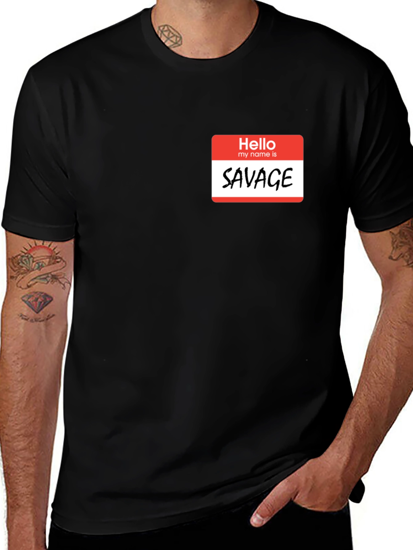 Variant 19 of Savage Name Tag Graphic Black T-Shirt