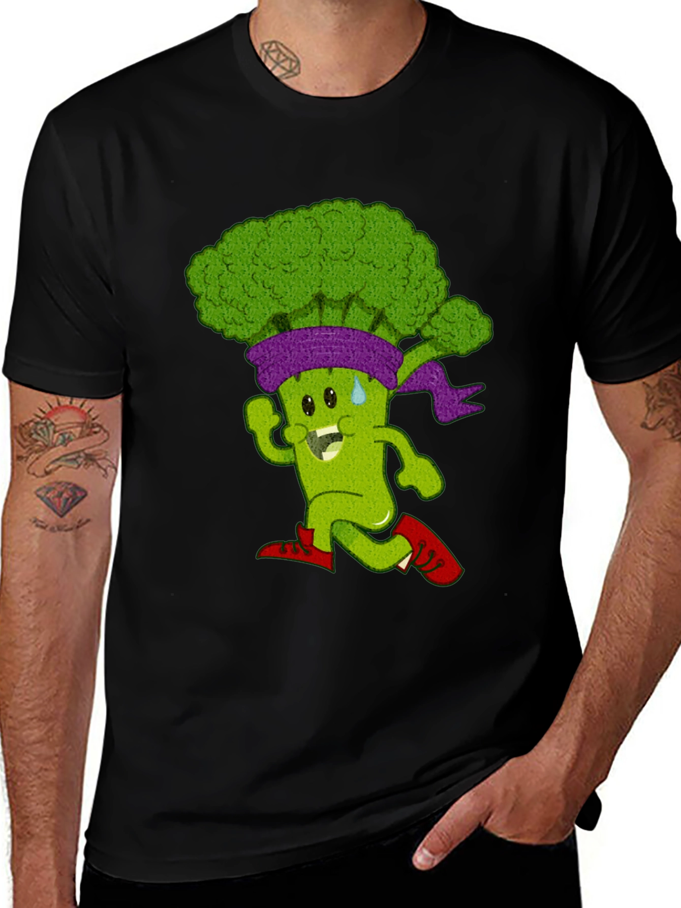 Variant 23 of Running Broccoli Cartoon Graphic T-Shirt