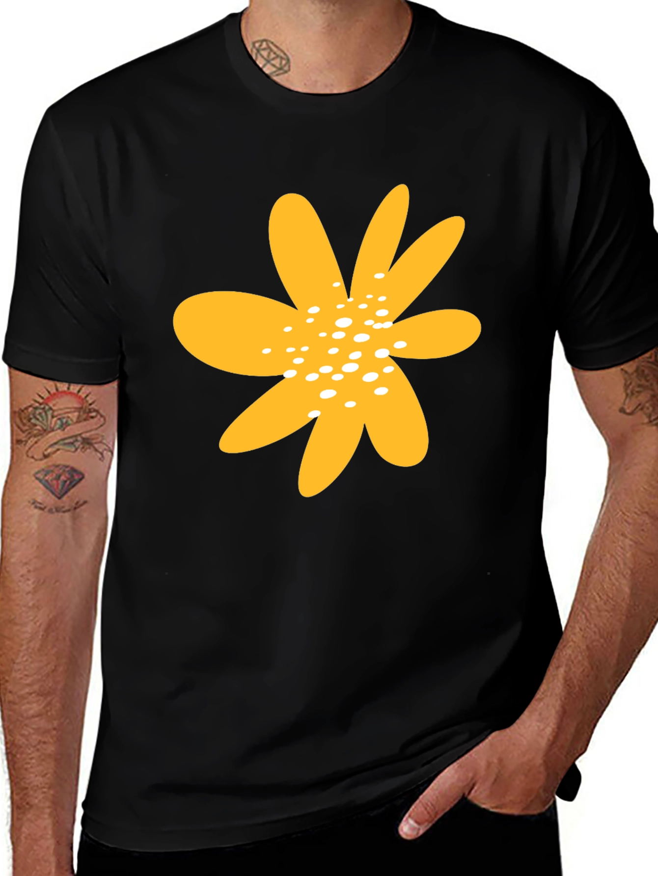 Variant 22 of Bold Floral Graphic Black T-Shirt