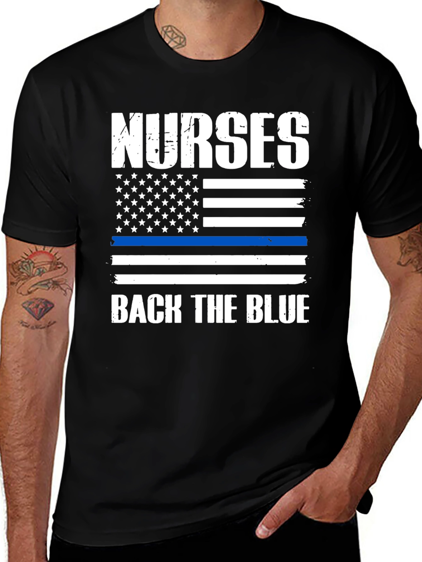 Variant 25 of Nurses Back The Blue Graphic T-Shirt
