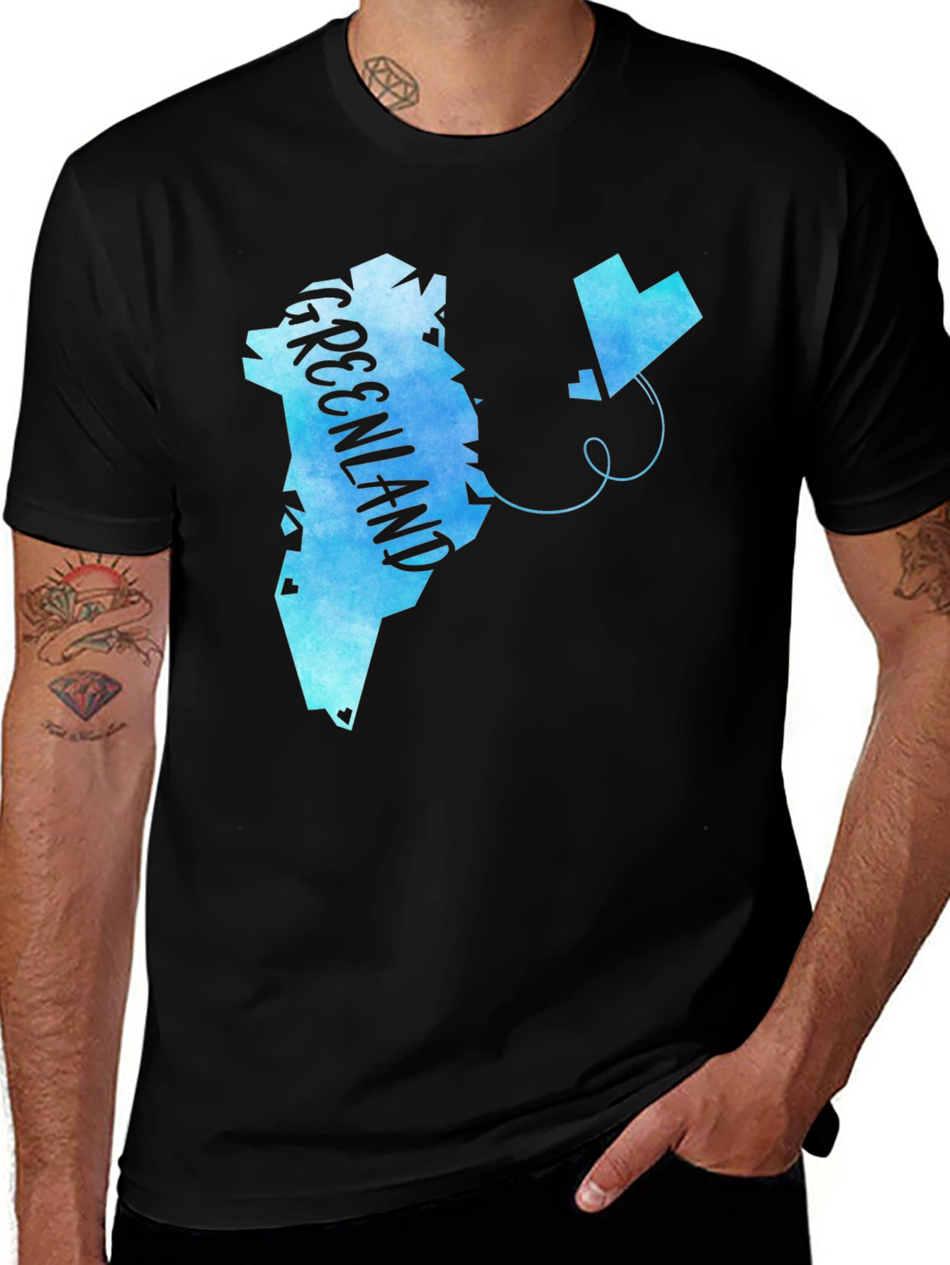 Variant 9 of Greenland Map Kite Graphic Black T-Shirt