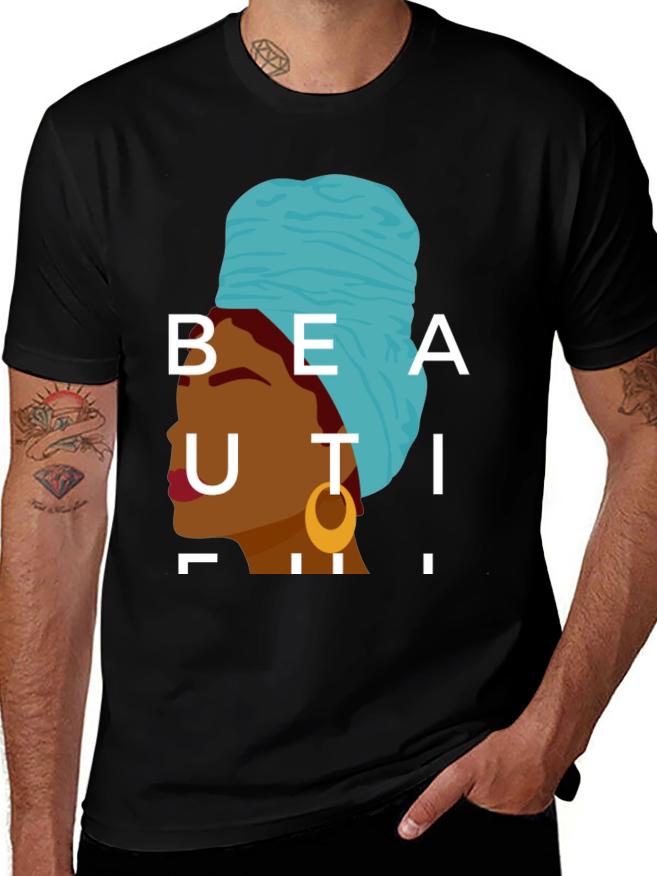 Variant 24 of Beautiful Woman Graphic Tee - Stylish Black T-Shirt