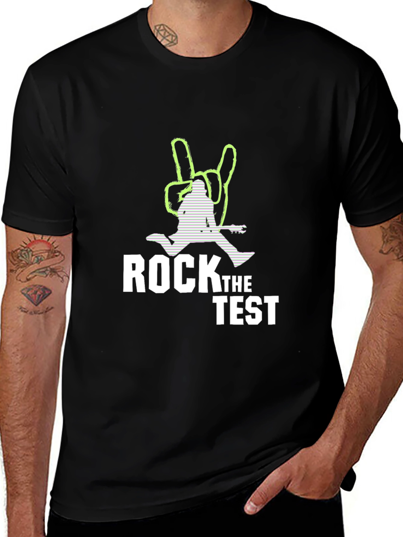 Variant 21 of Rock the Test T-Shirt - Black Cotton Tee