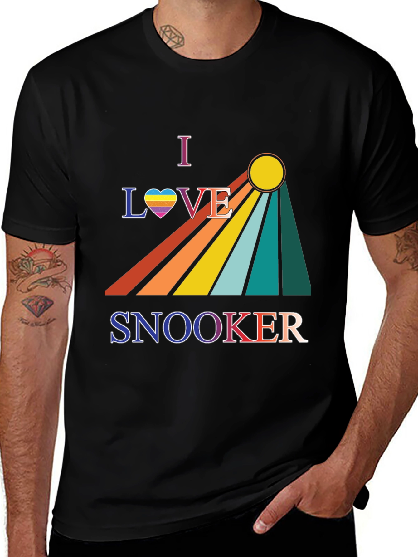 Variant 6 of I Love Snooker T-Shirt - Rainbow Graphic Tee