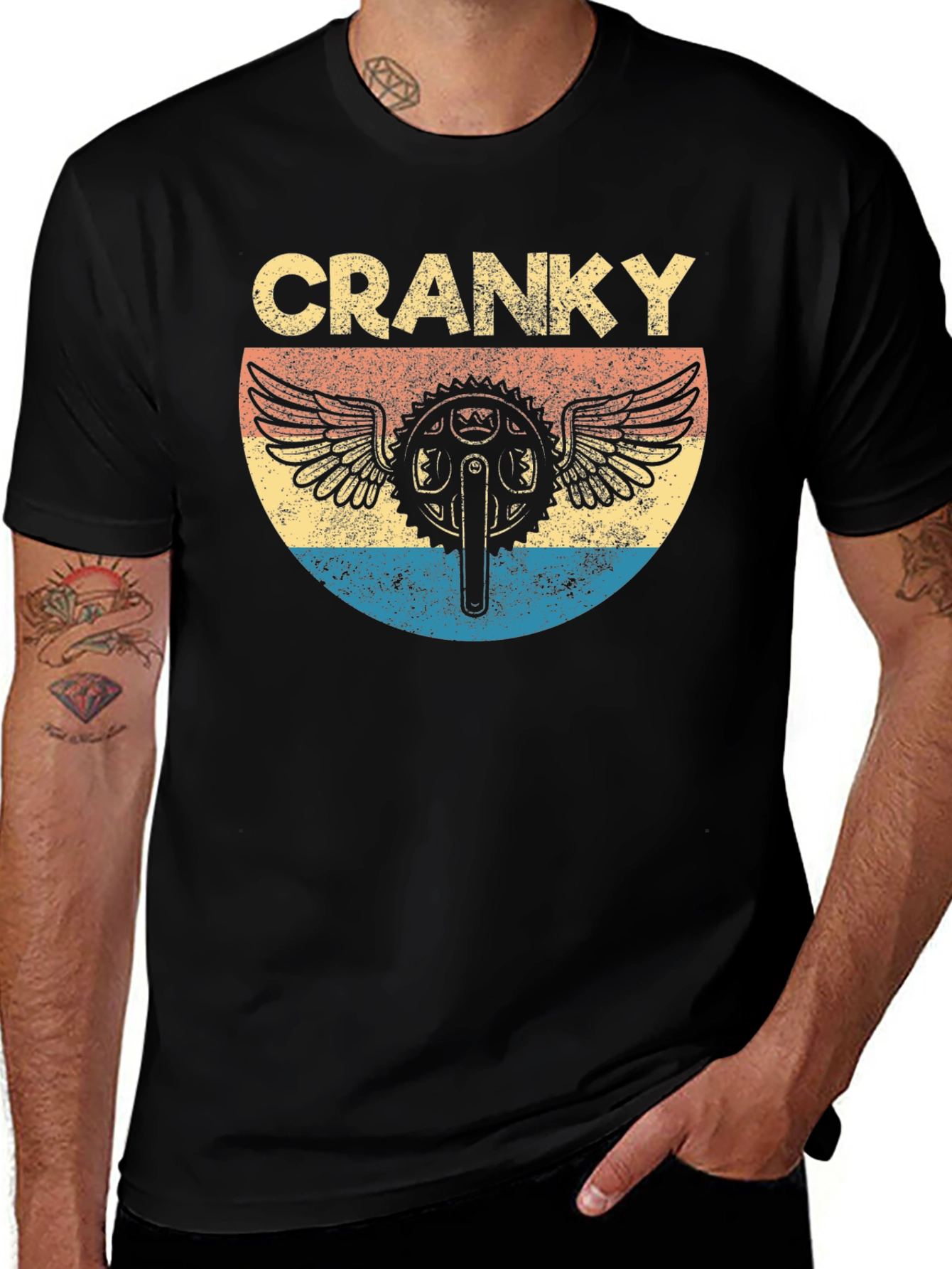Black Cranky Bike Gear Graphic T-Shirt main image