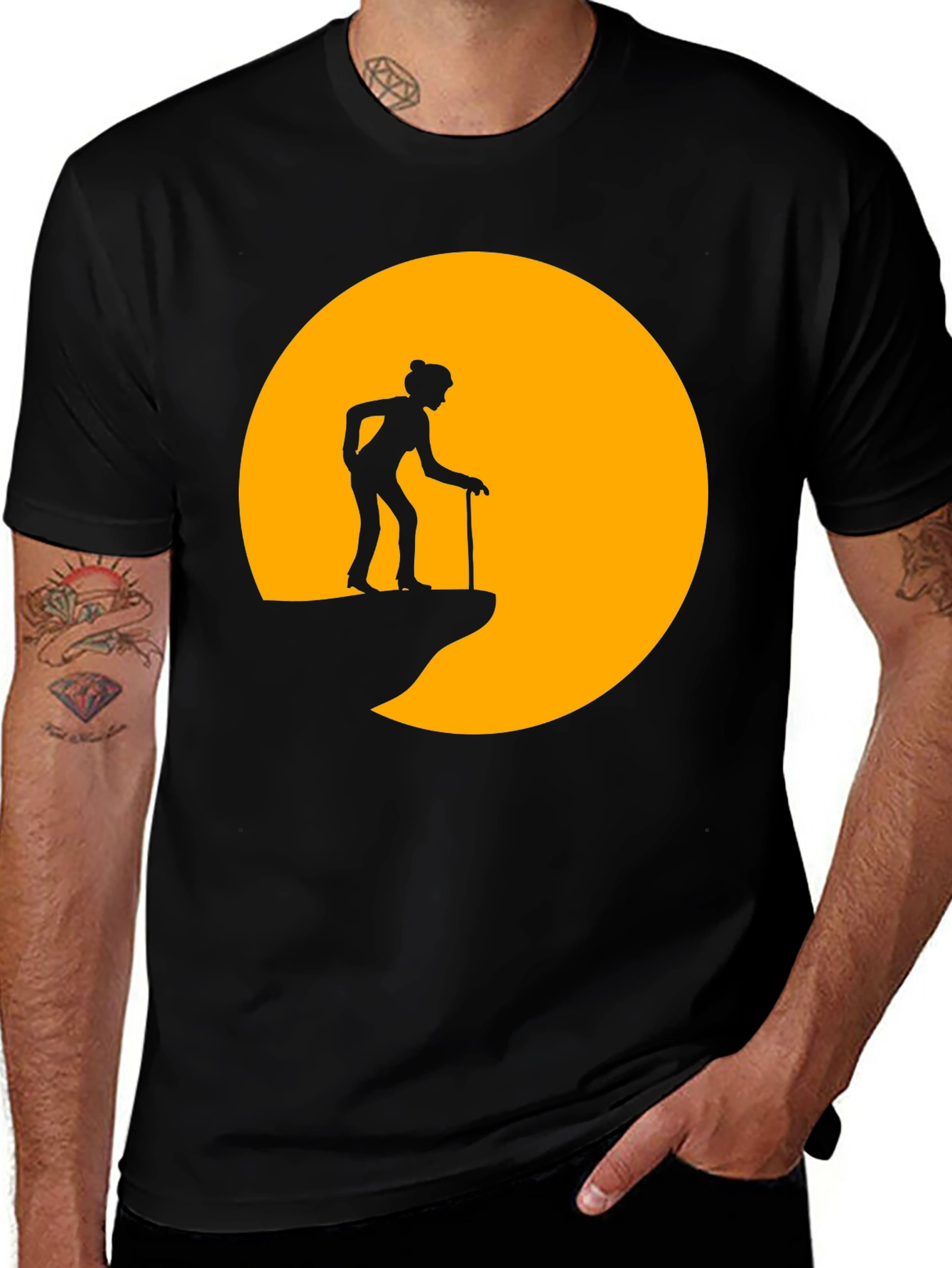 Variant 12 of Silhouette Old Lady on a Cliff T-Shirt