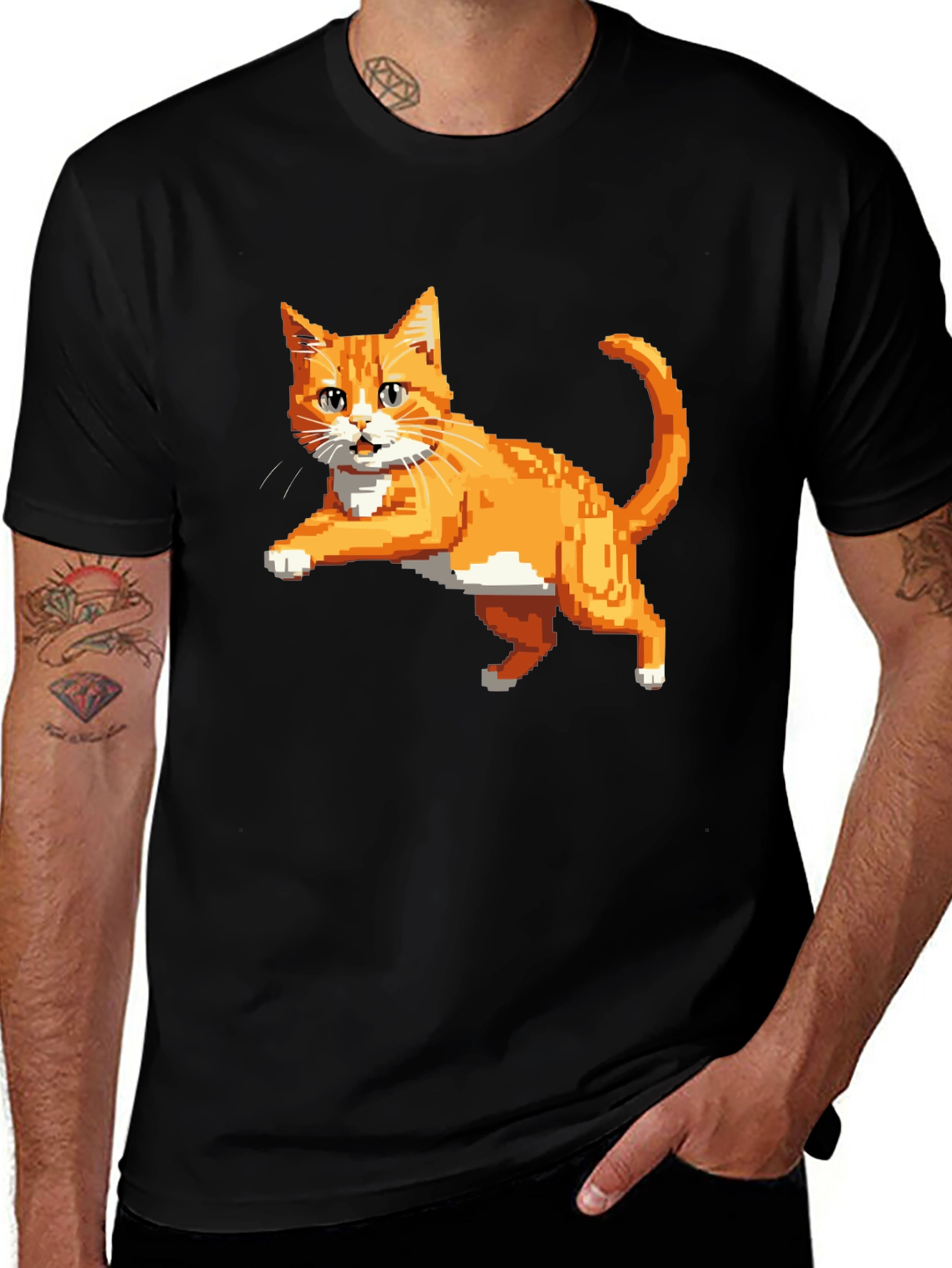 Variant 19 of Pixelated Orange Cat T-Shirt - Cool Retro Design