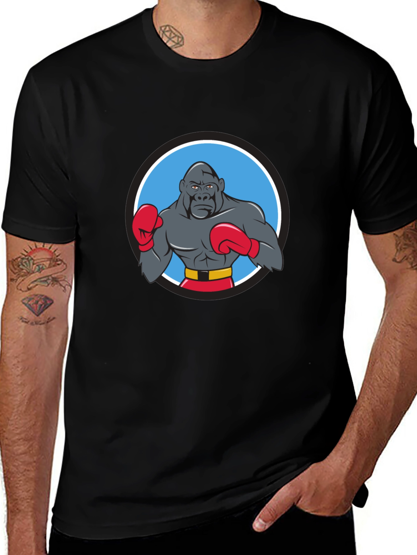 Variant 9 of Gorilla Boxer Graphic T-Shirt - Black