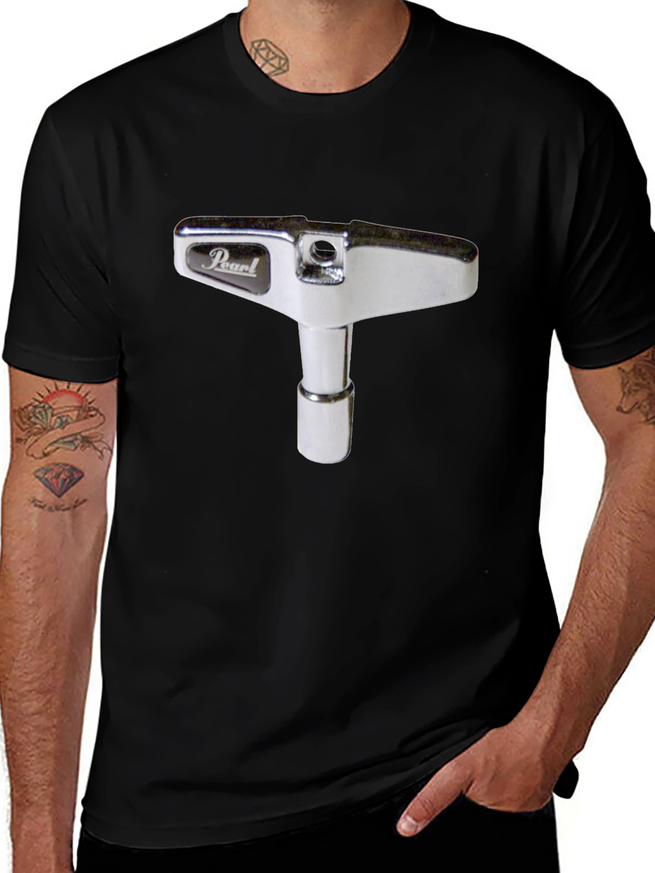 Variant 4 of Pearl Drum Key T-Shirt - Black, Musician Apparel