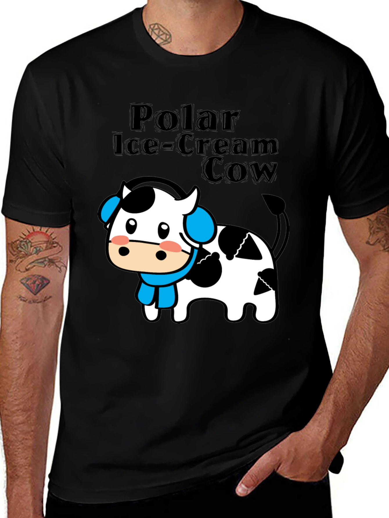 Variant 19 of Polar Ice Cream Cow T-Shirt - Black