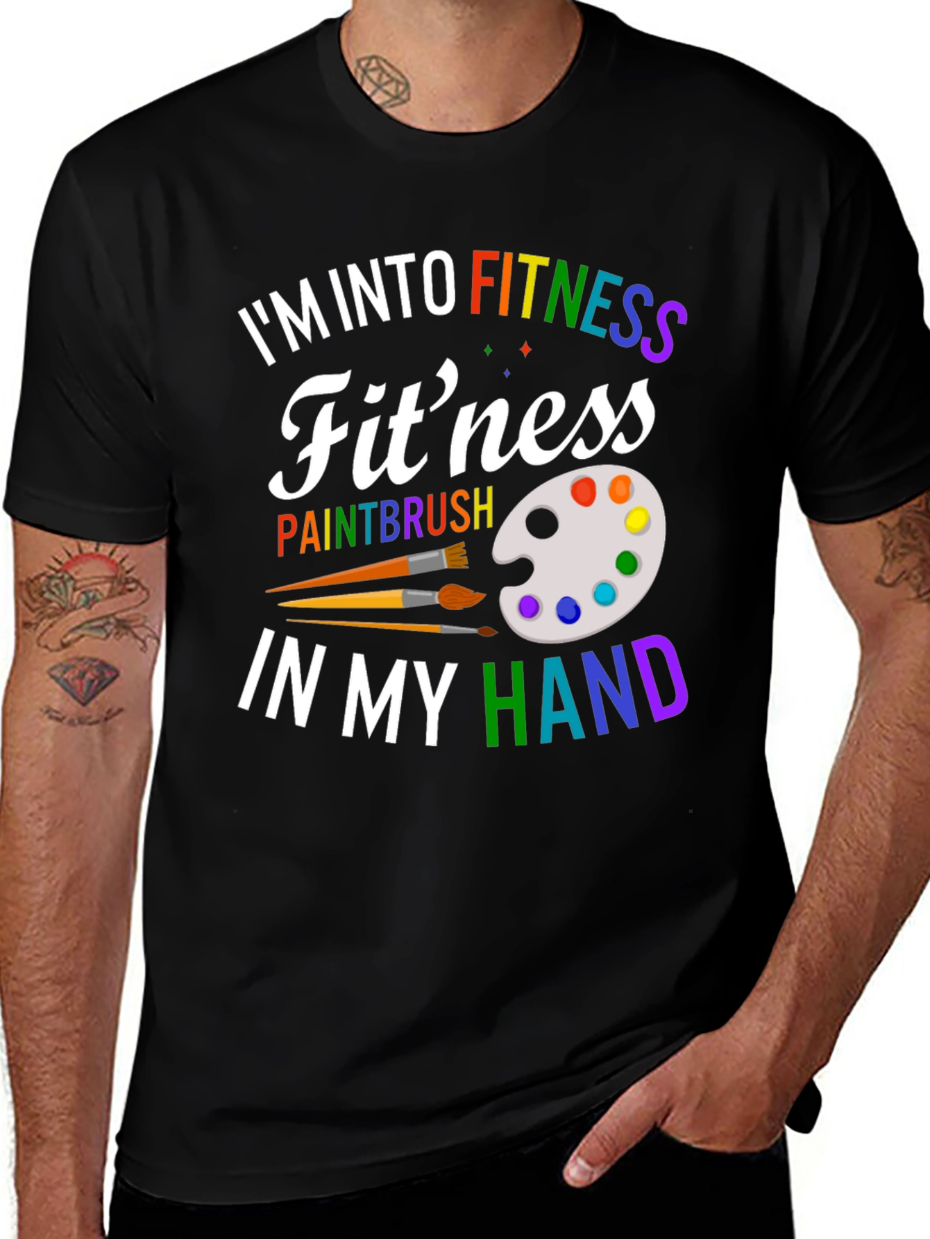 Variant 27 of Fitness Paintbrush T-Shirt - Colorful Design