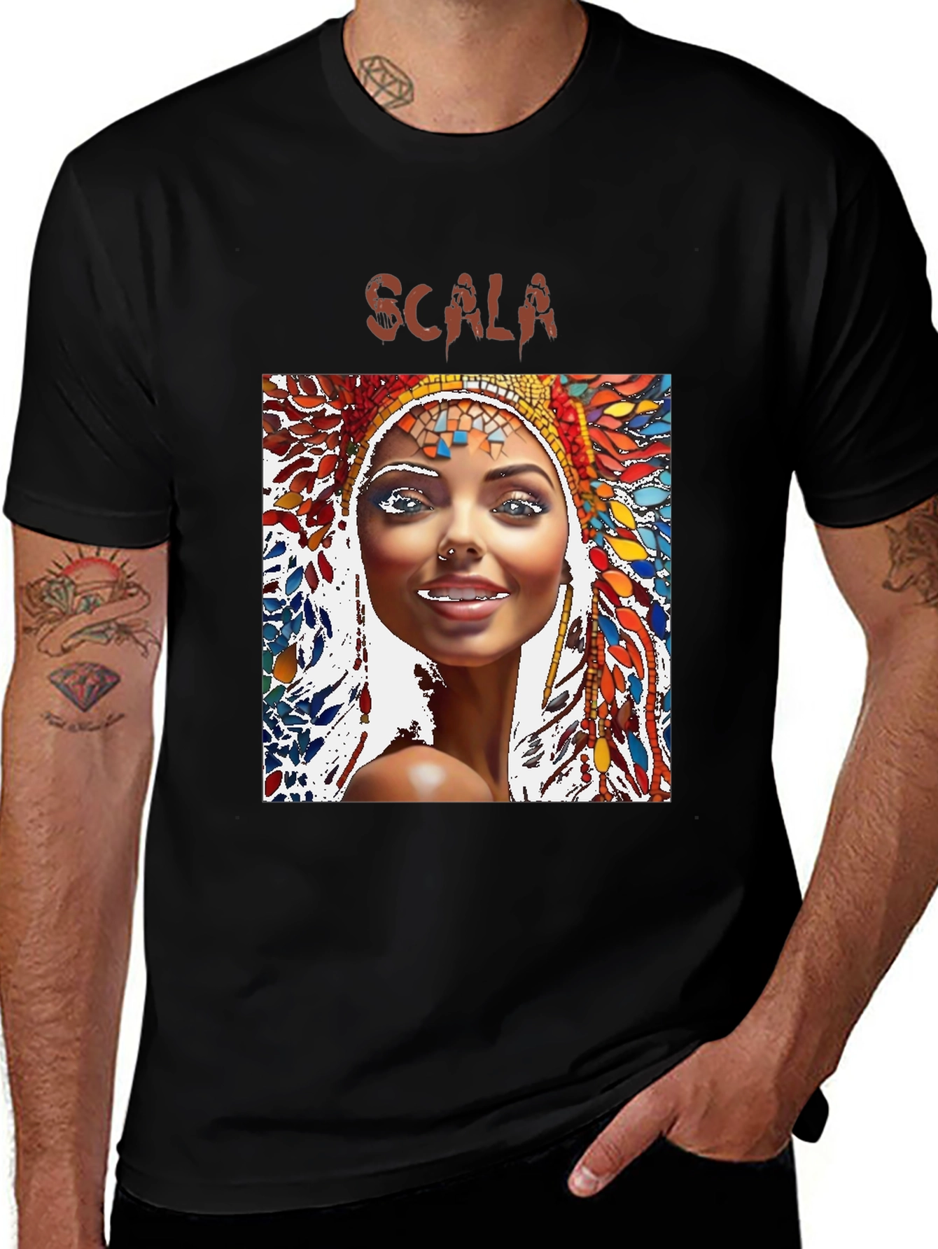 Variant 13 of Scala Graphic T-Shirt - Native American Woman Design