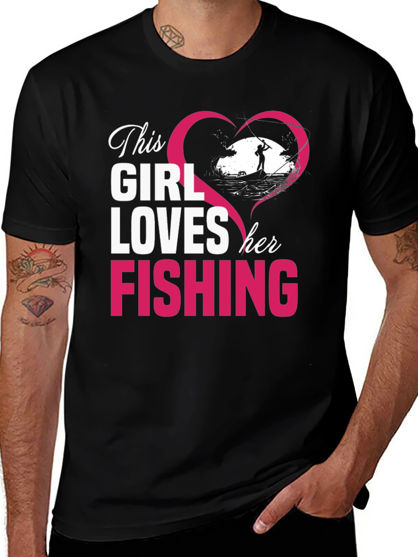 Variant 28 of This Girl Loves Her Fishing Black T-Shirt