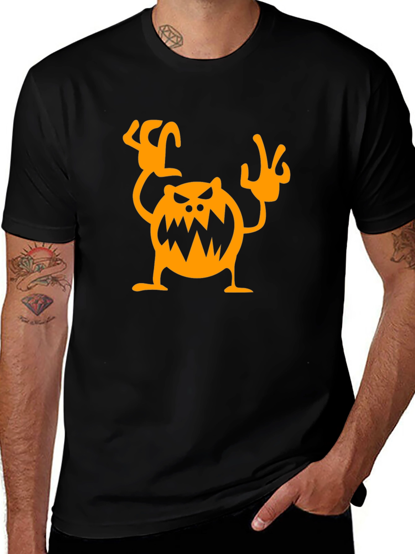 Variant 26 of Monster Graphic Tee - Black Halloween Shirt