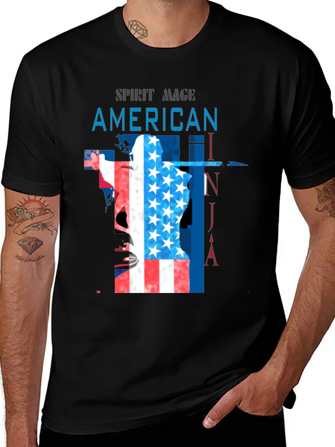 Variant 27 of American Ninja Spirit Mage Black T-Shirt
