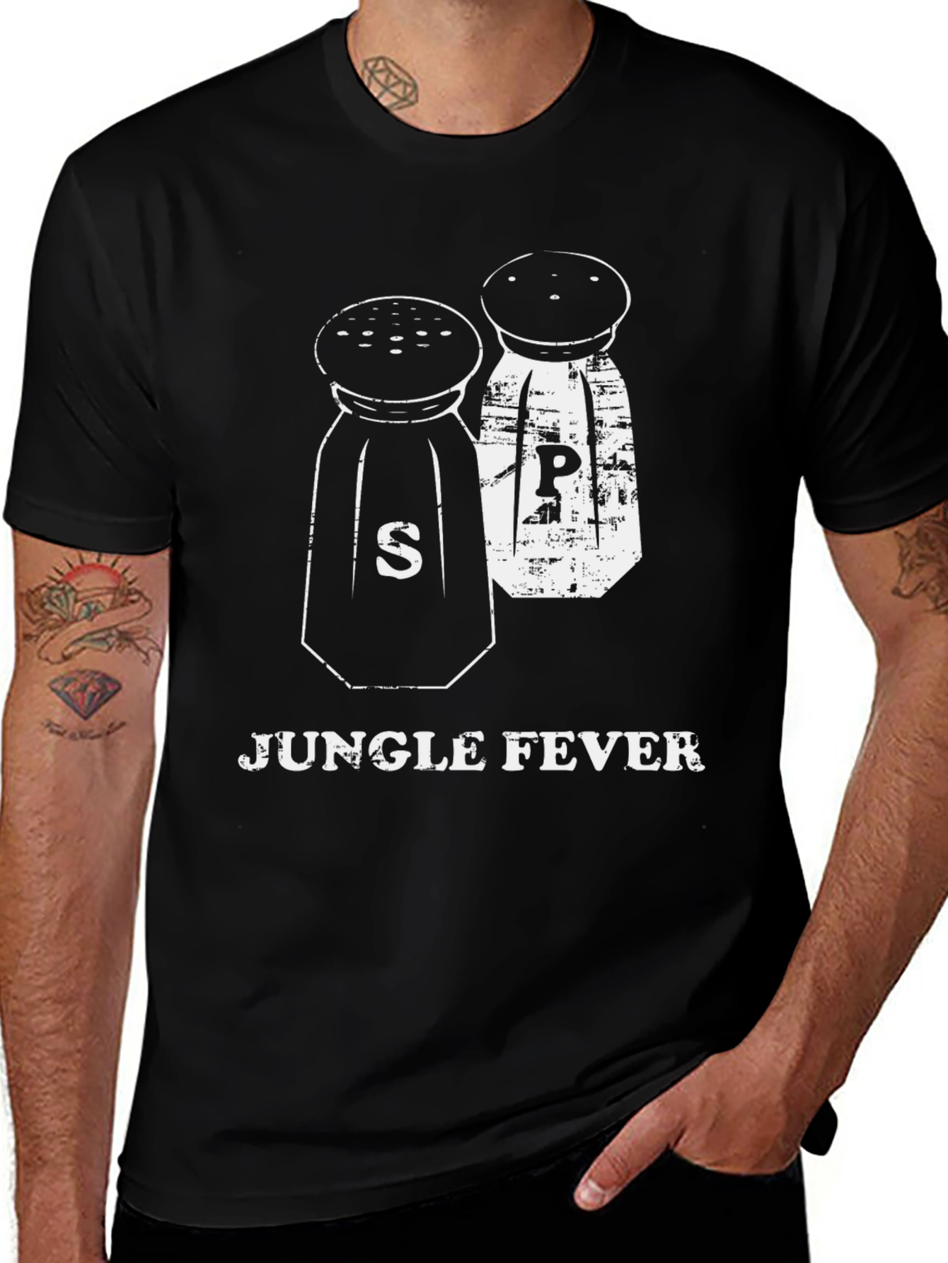Black Jungle Fever Graphic T-Shirt - Salt & Pepper Design main image
