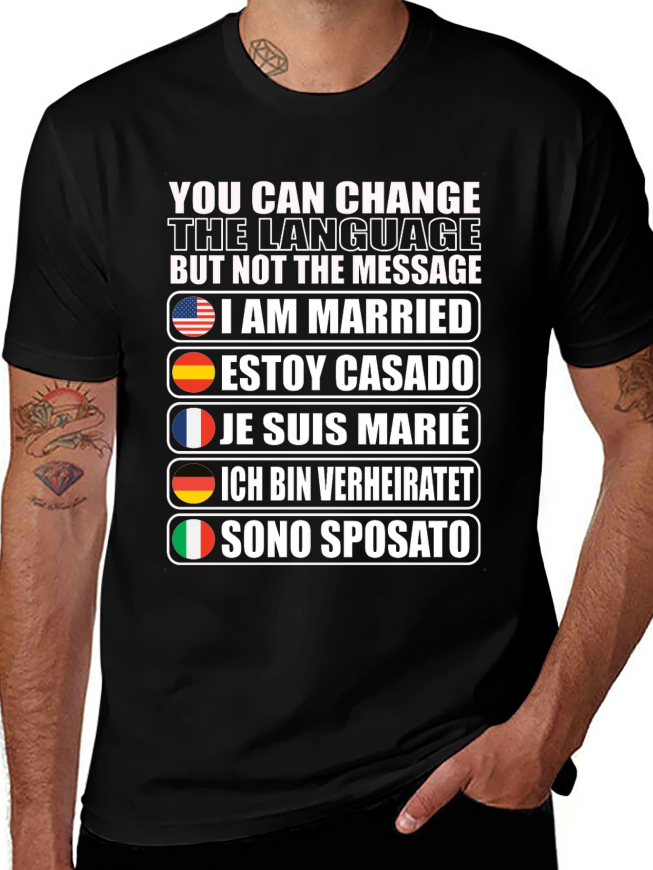Variant 29 of I Am Married T-Shirt - Multiple Languages
