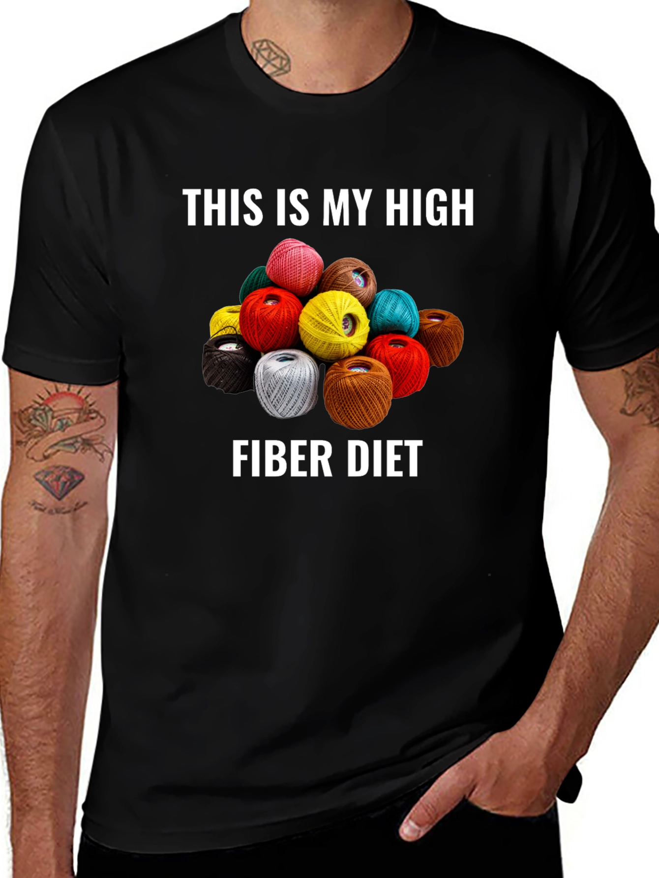 Variant 29 of Fiber Diet Graphic T-Shirt - Novelty Yarn Lover Tee