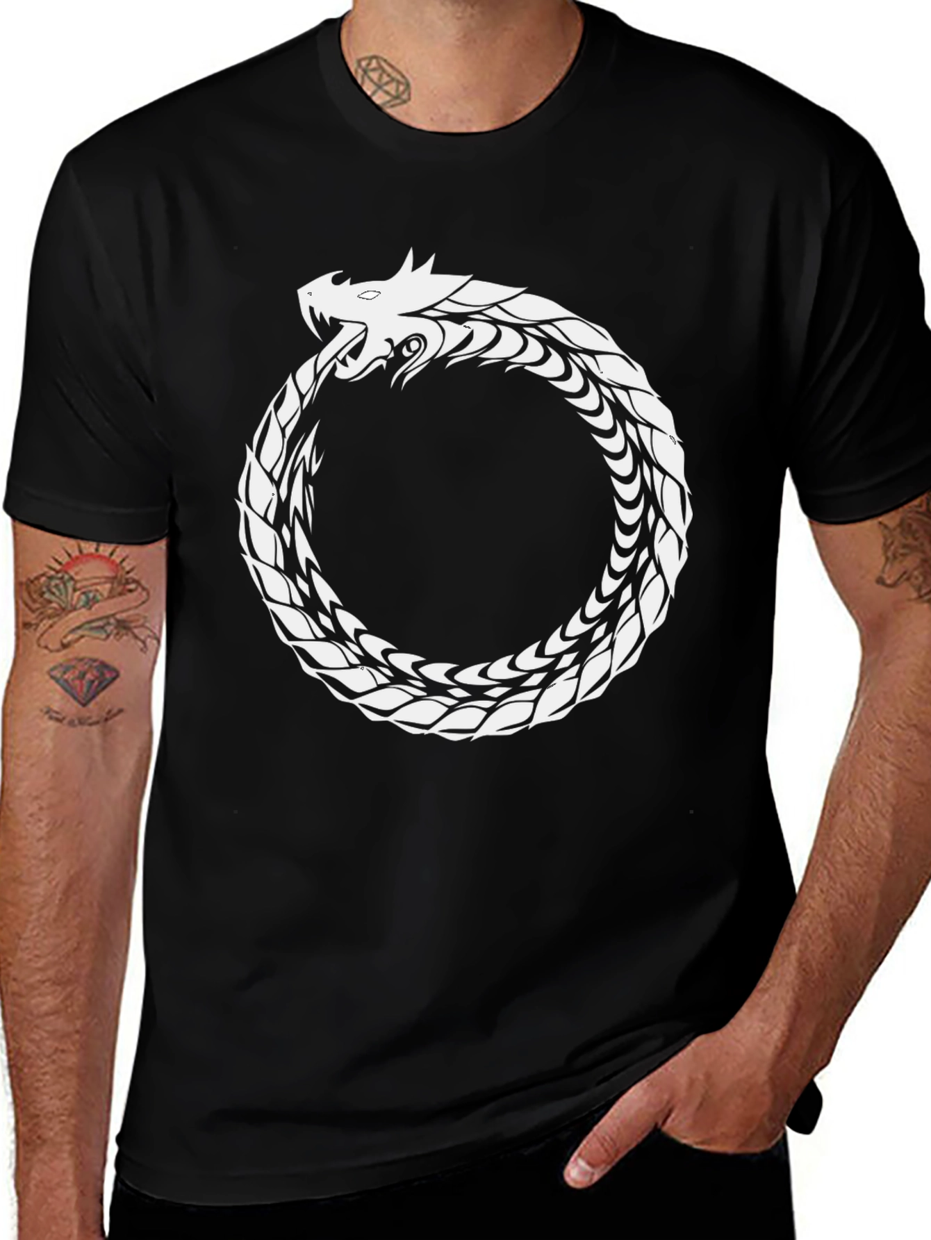 Ouroboros Graphic T-Shirt - Symbolic Serpent Tee