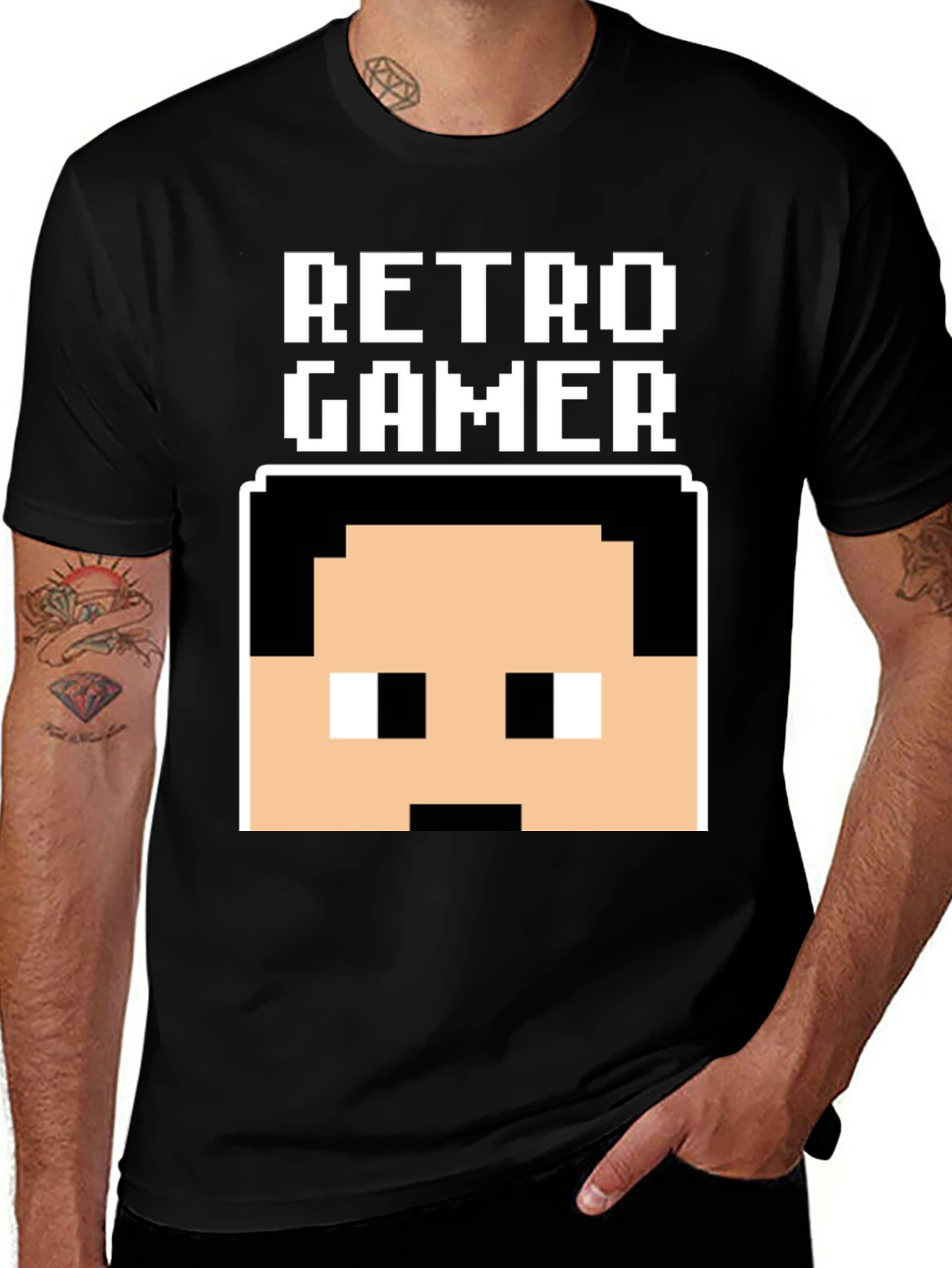 Variant 5 of Retro Gamer Pixel Art Black T-Shirt