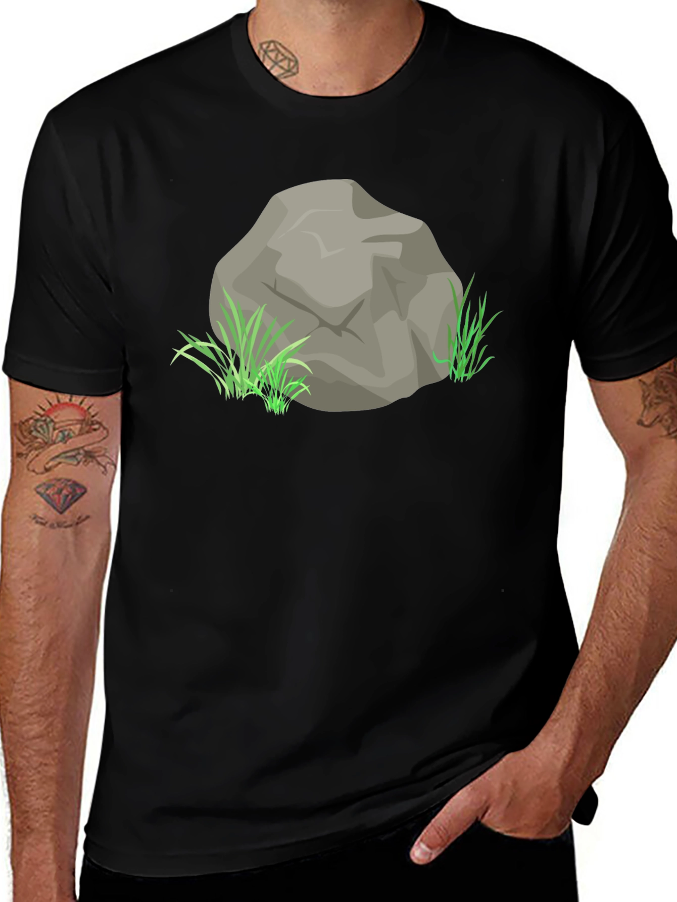 Variant 4 of Rock and Grass Graphic Tee - Cool Nature Print
