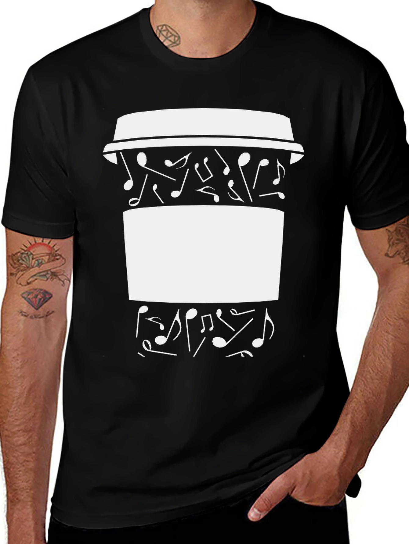 Variant 27 of Coffee & Music T-Shirt - Black Graphic Tee