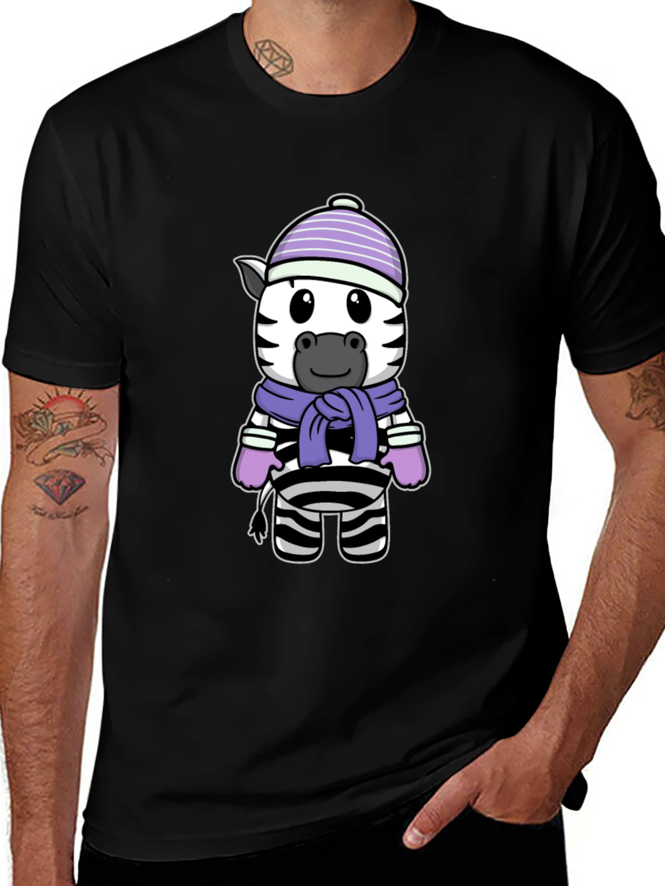 Variant 15 of Cute Zebra T-Shirt - Striped Winter Zebra