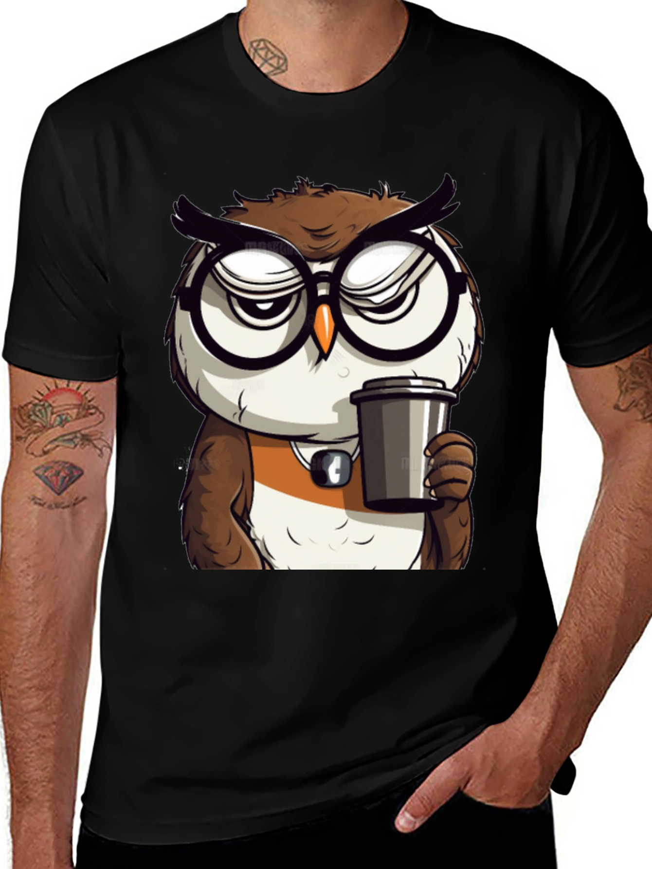Variant 2 of Cool Owl Coffee Graphic Tee