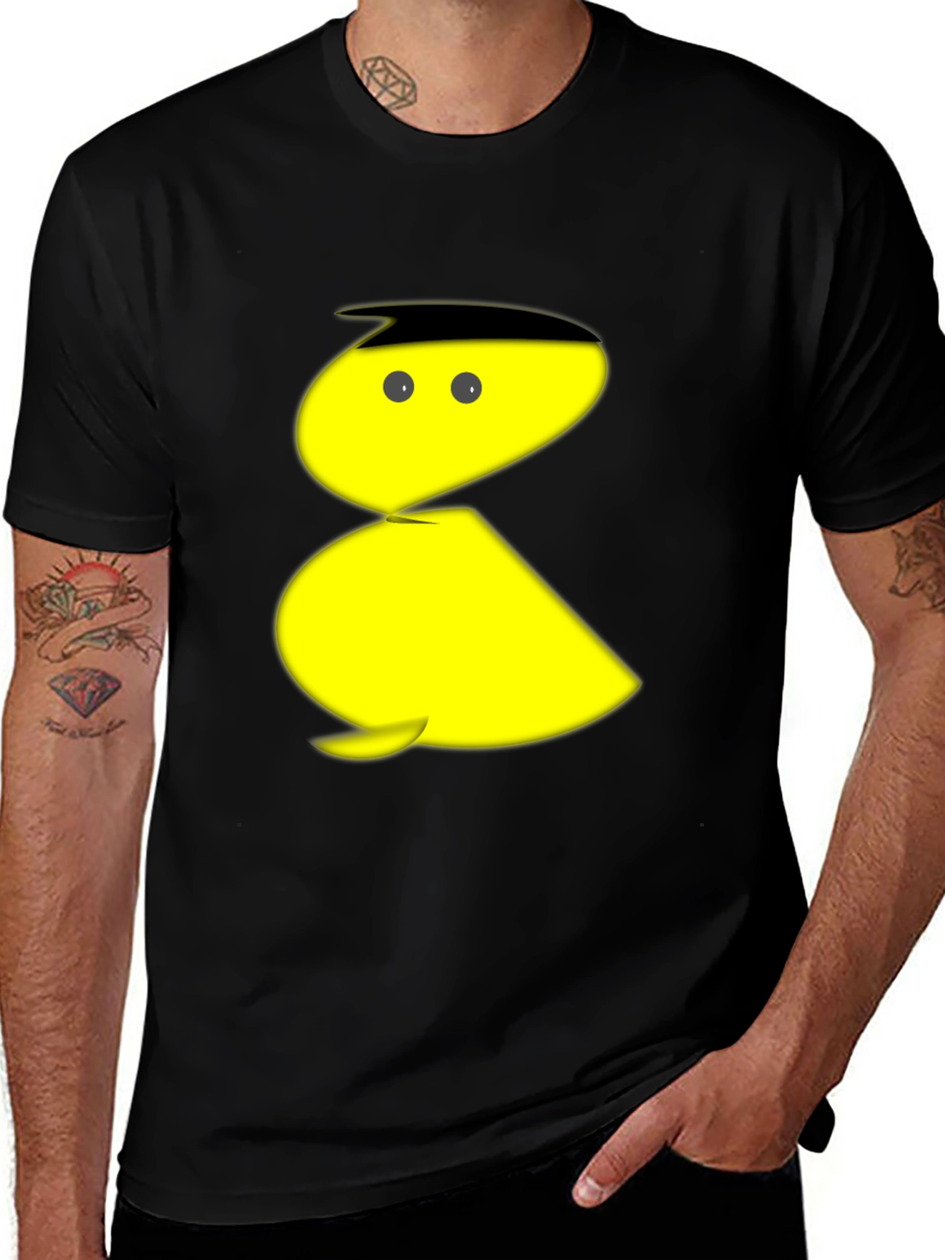 Variant 15 of Abstract Yellow Character Graphic Black T-Shirt