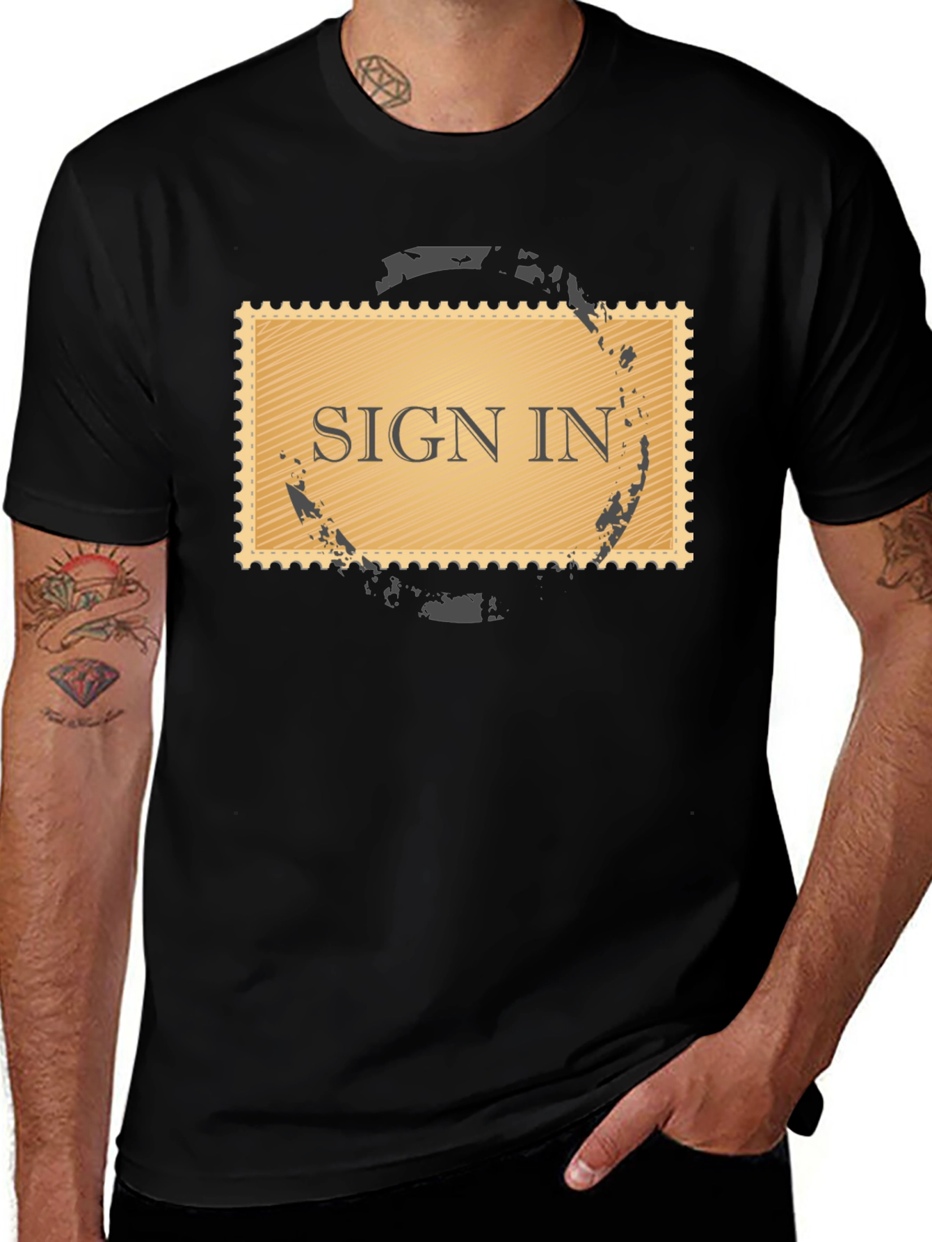 Variant 10 of Sign In Graphic Tee - Black Cotton Blend T-Shirt