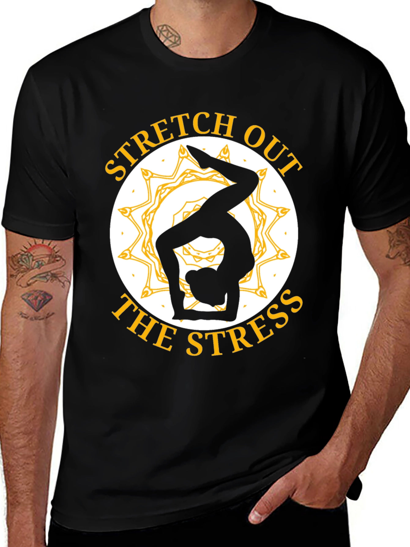 Variant 7 of Stretch Out Stress Yoga T-Shirt - Black