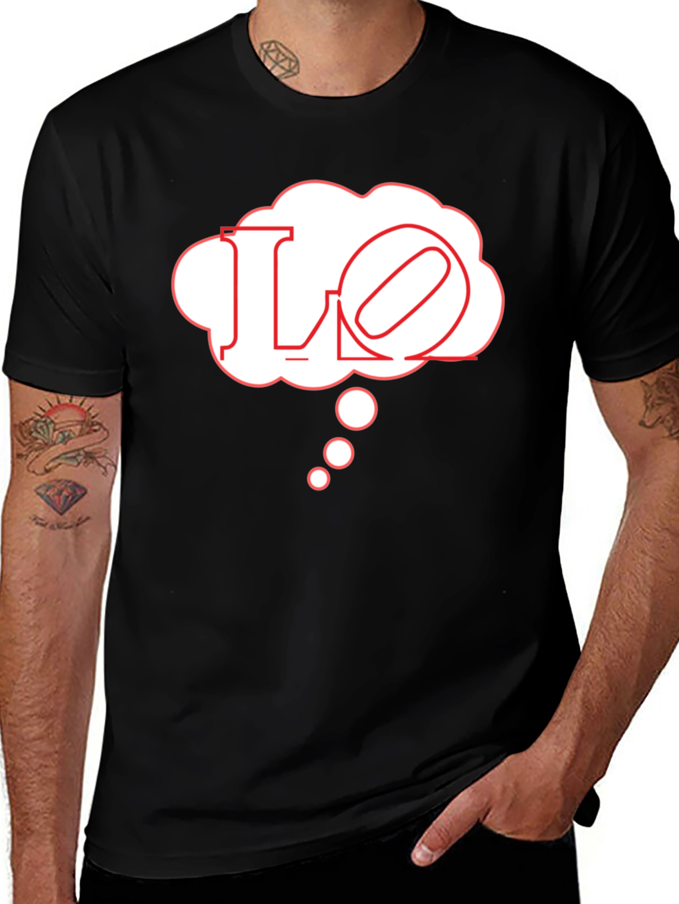Variant 20 of Men's Black Graphic Tee - "LO" Design