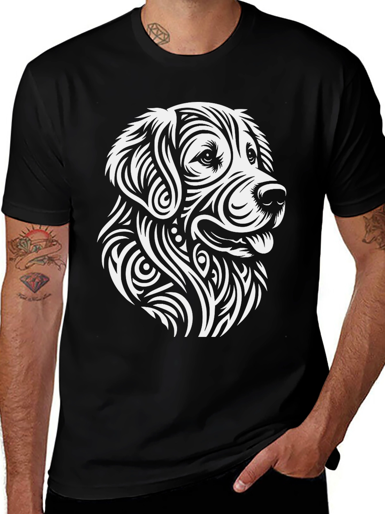 Variant 12 of Dog Graphic Tee - Black Cotton Blend