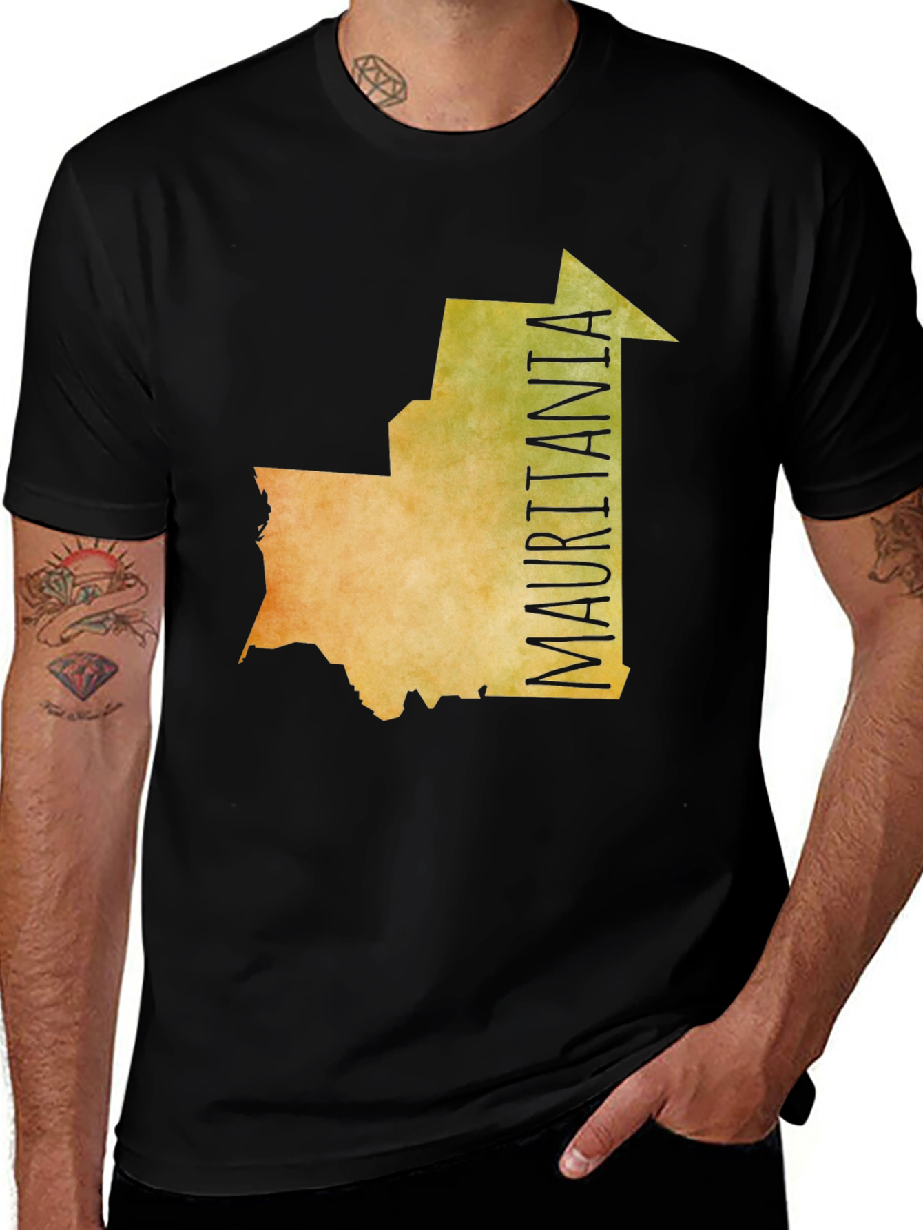 Mauritania Country Map Graphic Tee - Black