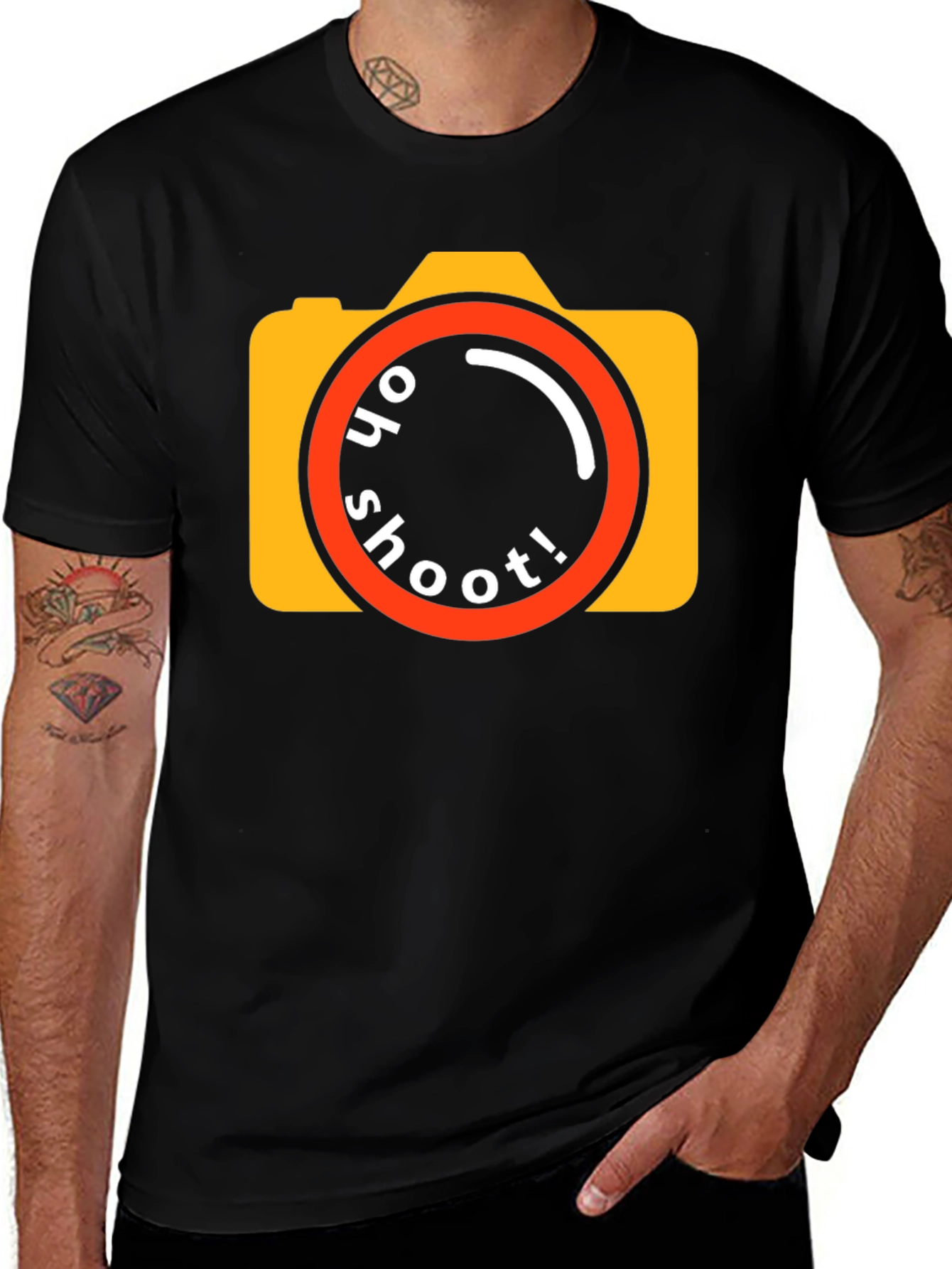 Variant 5 of Oh Shoot! Camera Graphic Tee - Black Cotton T-Shirt