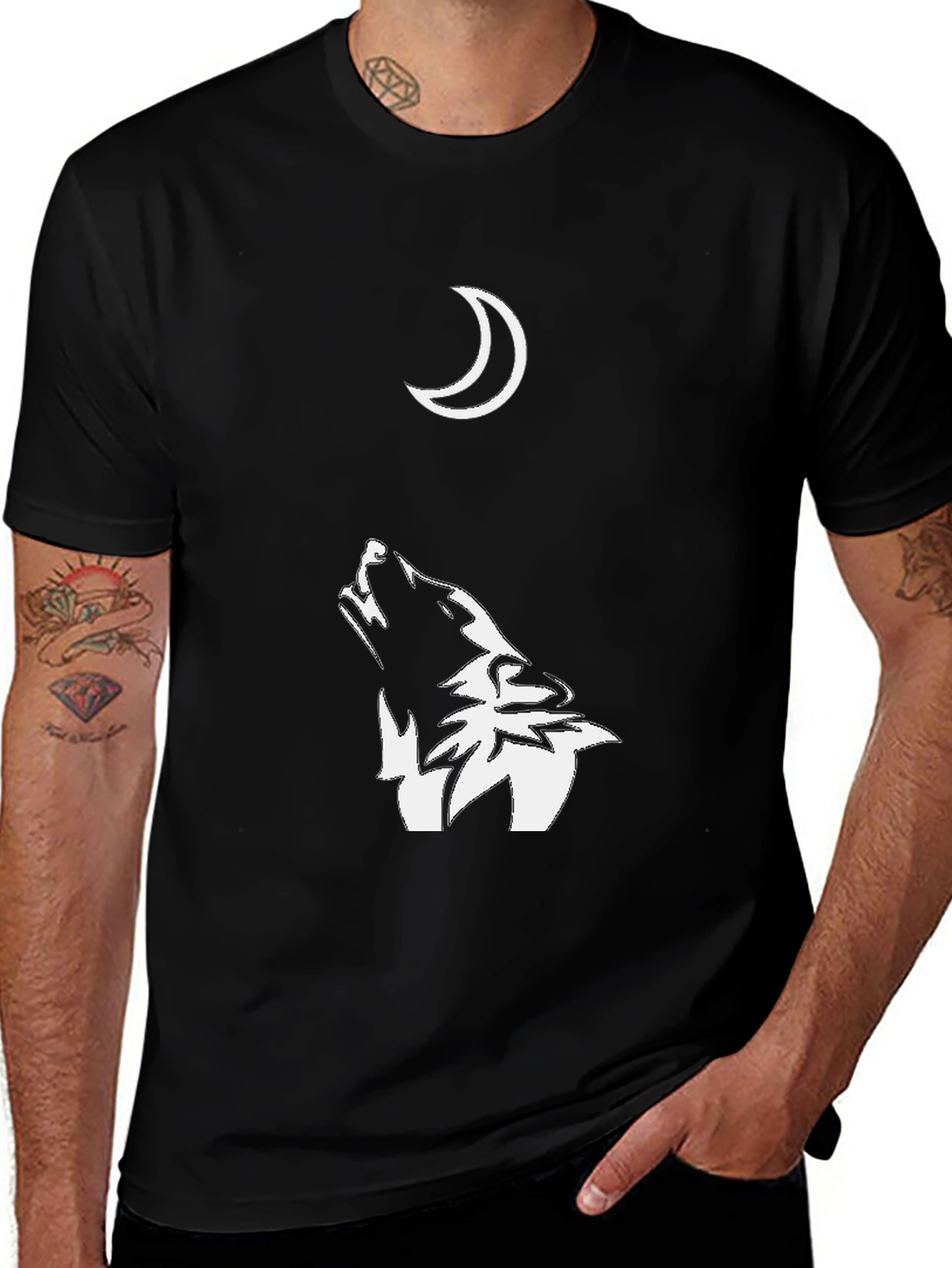 Variant 27 of Wolf Moon Graphic Tee - Black Cotton T-Shirt