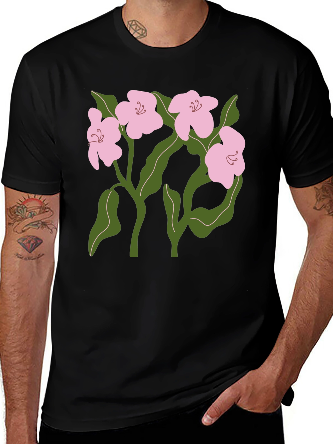 Variant 29 of Floral Print Black T-Shirt