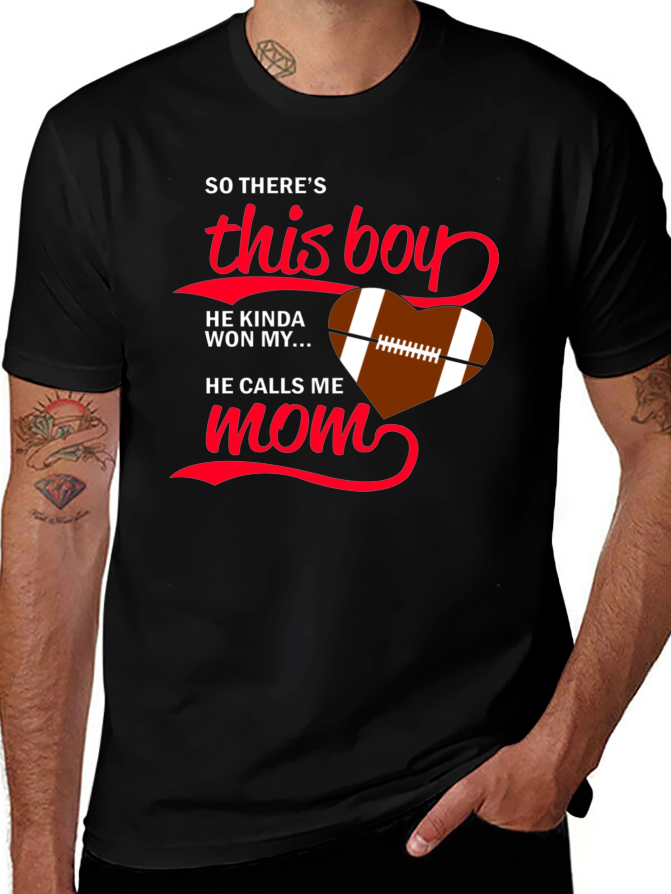 Variant 22 of Football Mom T-Shirt - "This Boy Won My Heart"