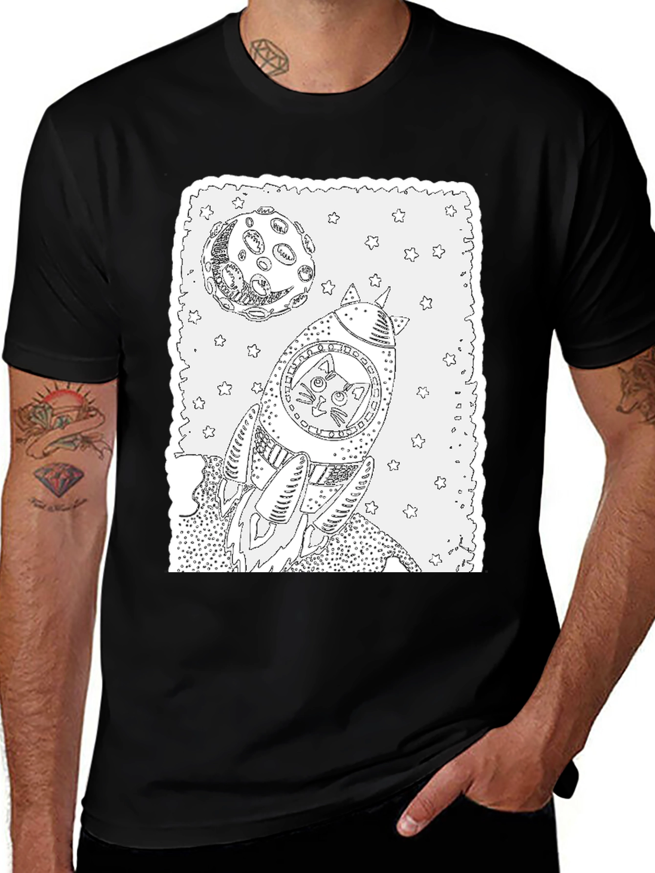 Variant 18 of Cosmic Cat Rocket T-Shirt - Space Adventure Tee