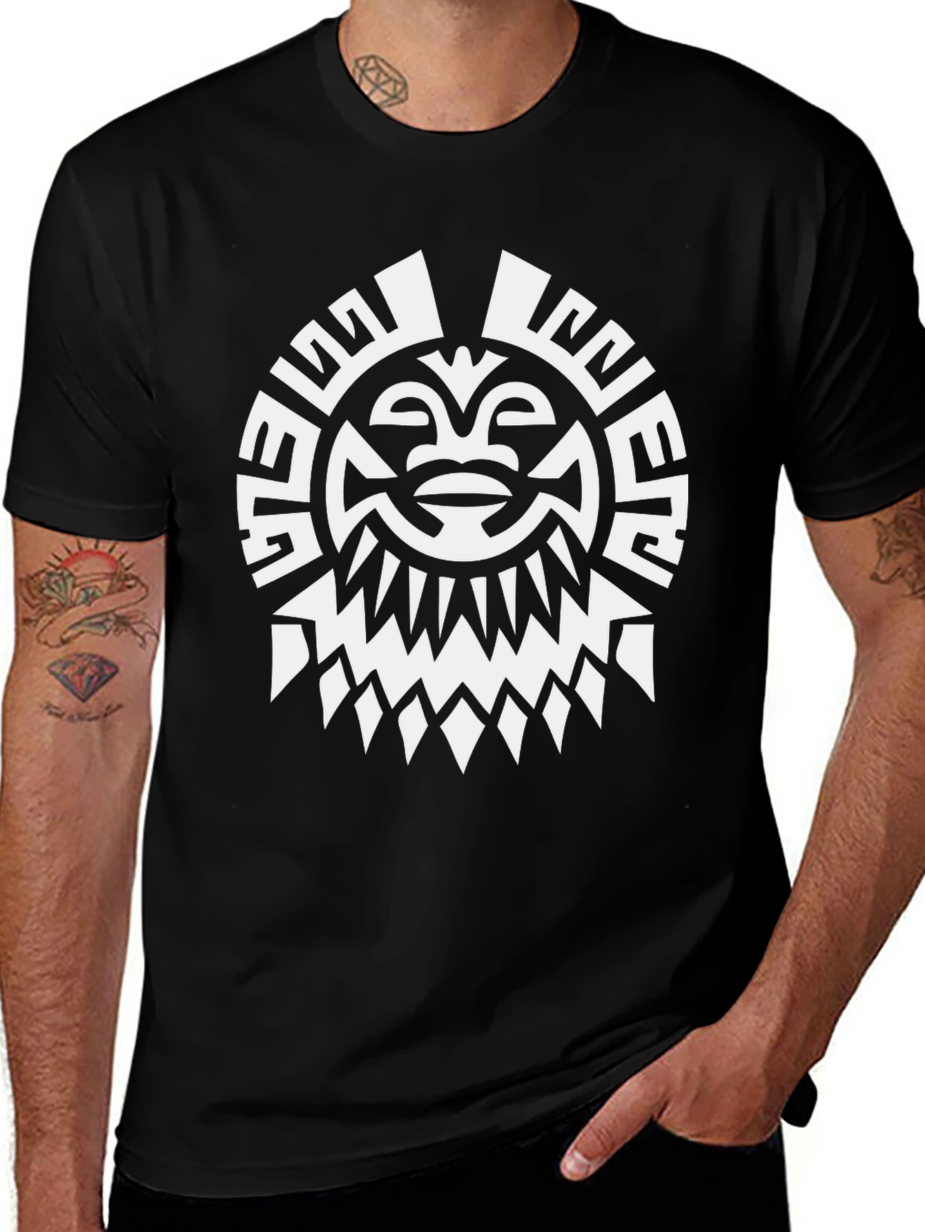 Variant 29 of Tribal Sun Graphic Tee - Black