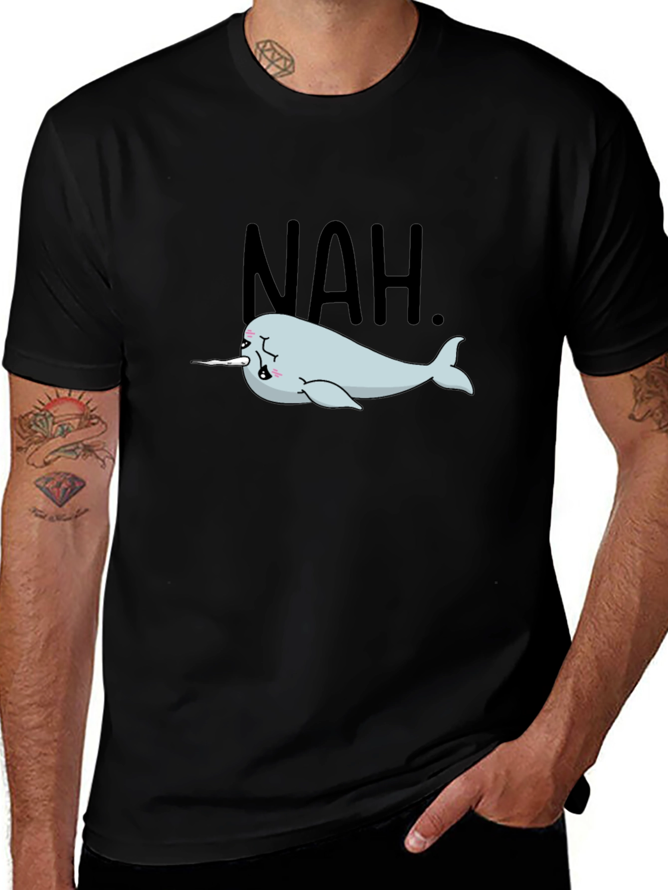 Variant 17 of Nah Narwhal Graphic Tee - Soft Cotton Blend