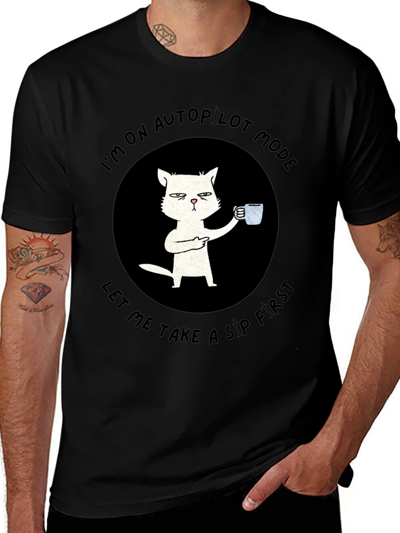 Variant 26 of Autopilot Cat Coffee T-Shirt - Funny Novelty Tee