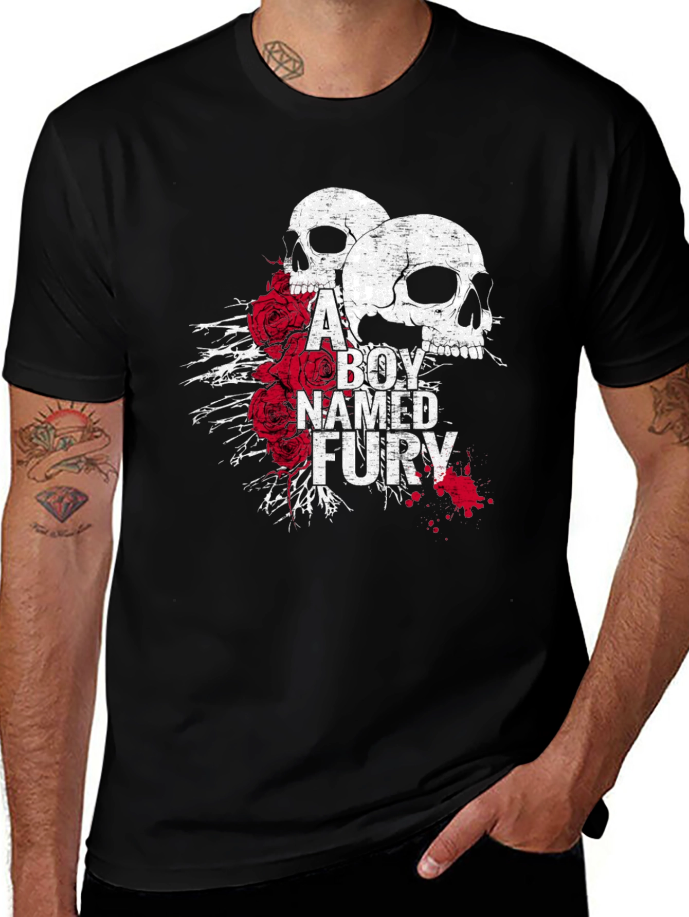 Variant 11 of A Boy Named Fury Skull & Roses Graphic T-Shirt