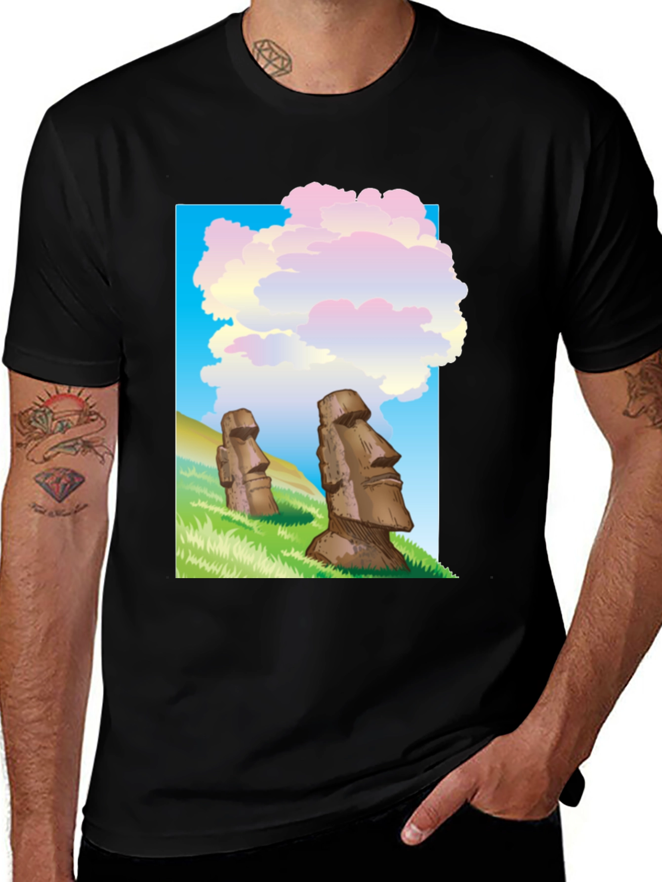 Moai Statue Graphic T-Shirt - Easter Island Design