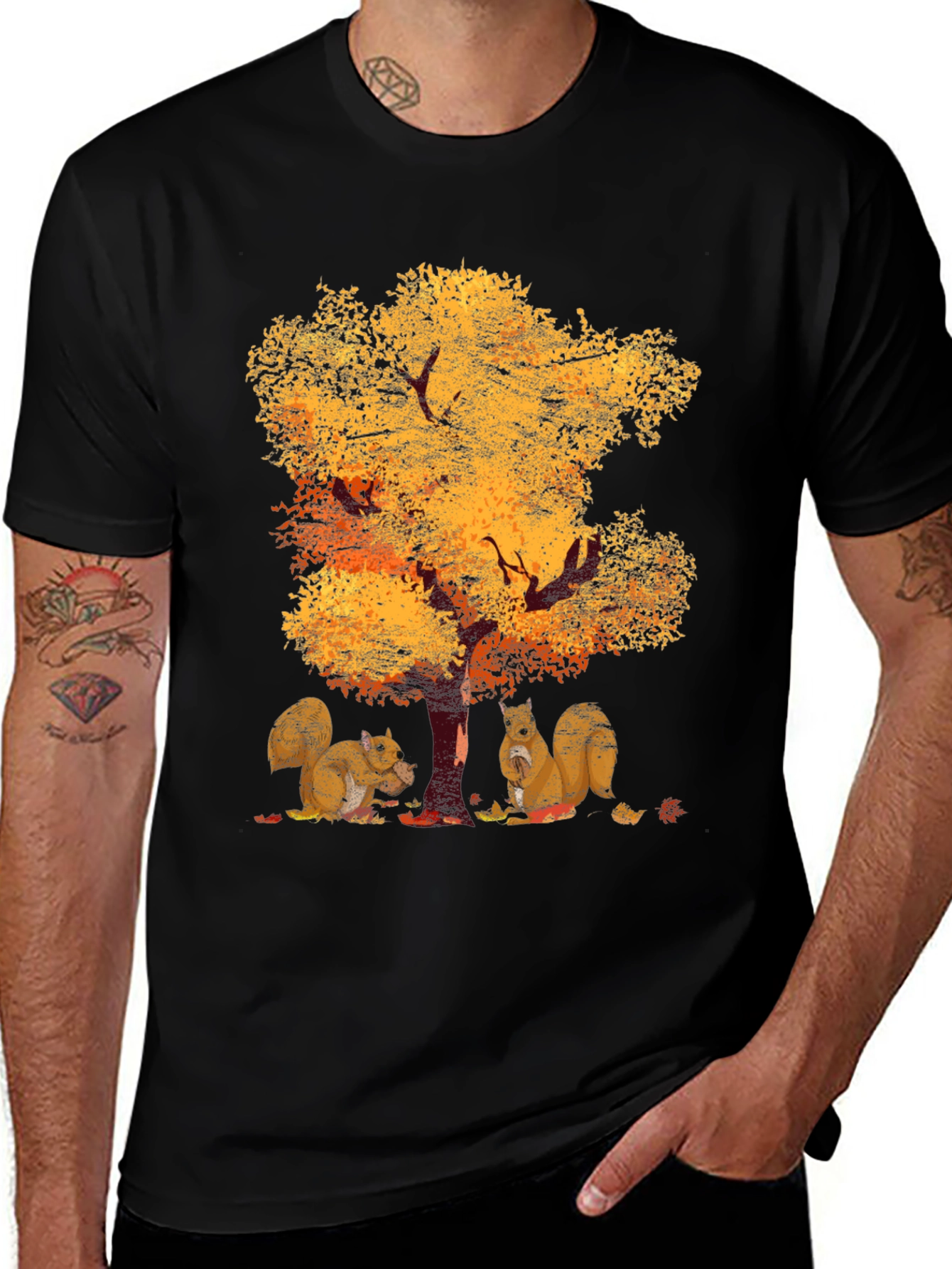 Variant 11 of Squirrel Tree Graphic Tee - Fall Edition