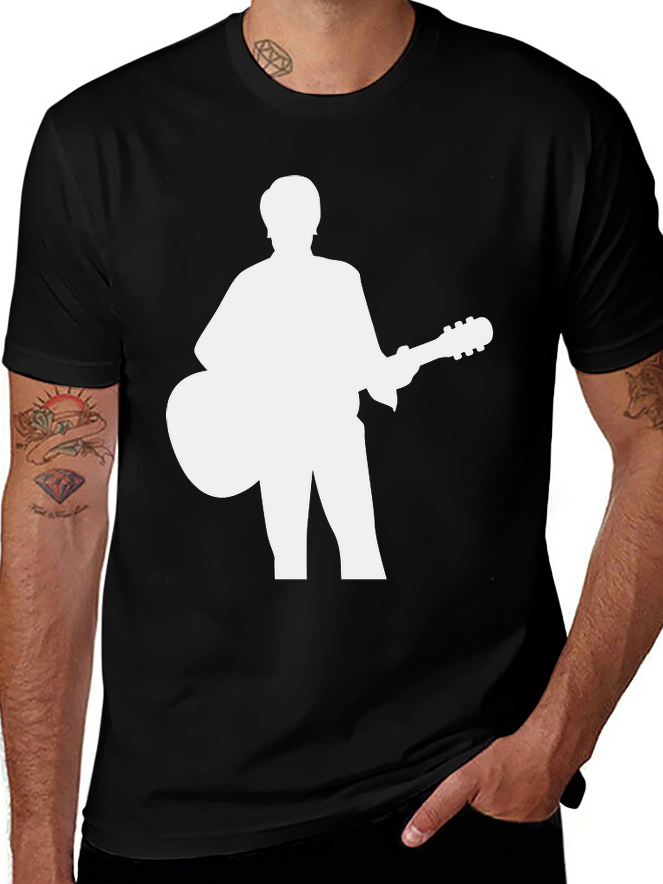 Variant 4 of Silhouette Guitar Player Graphic Tee - Black