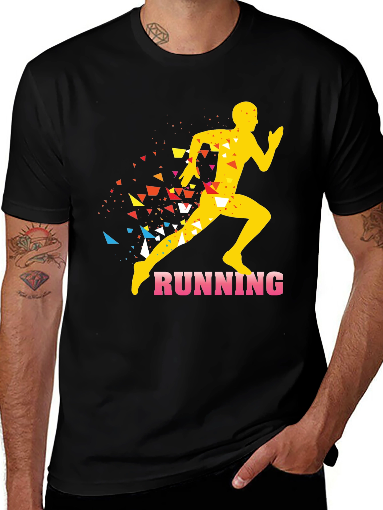Variant 2 of Men's Running Graphic Print Black T-Shirt